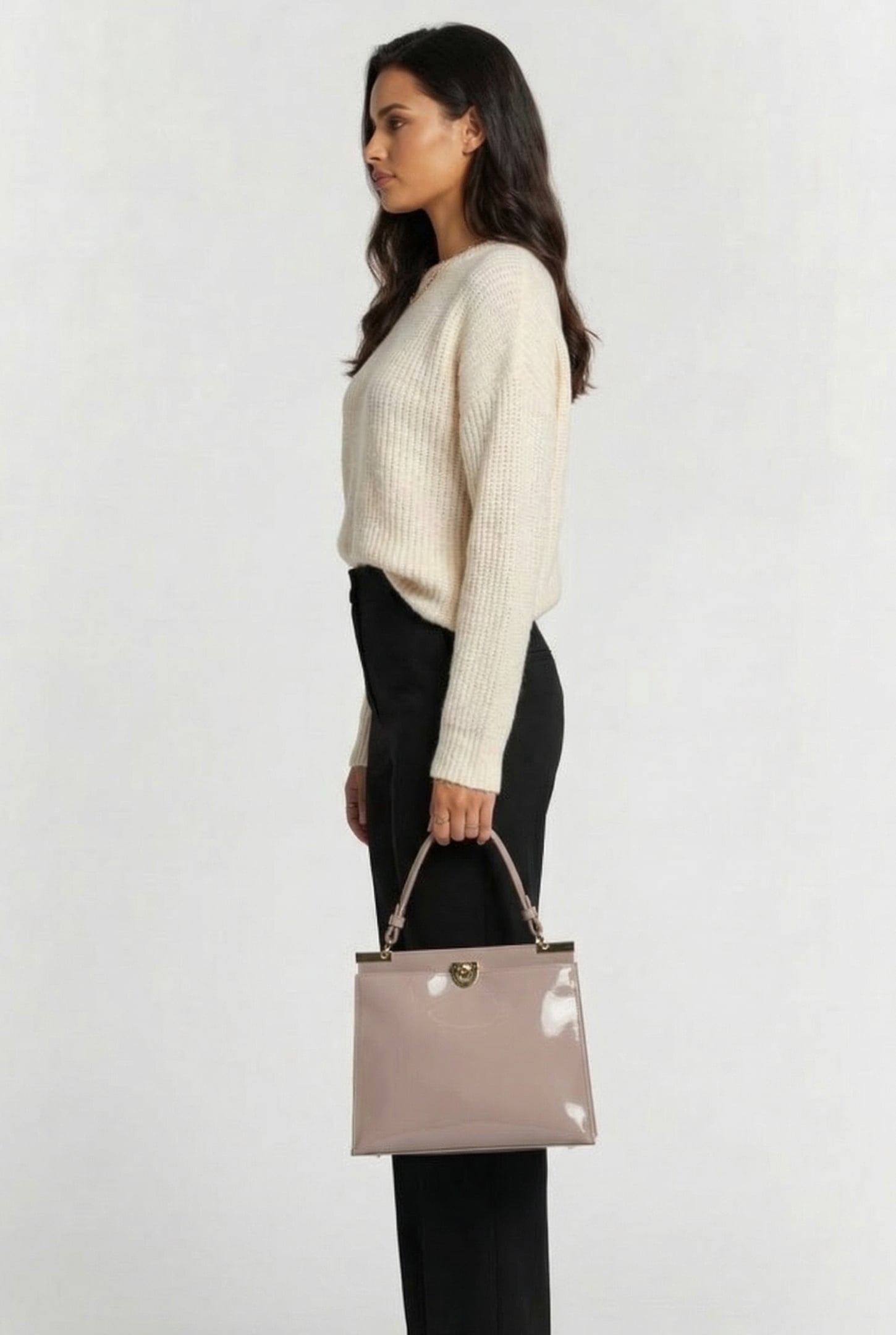 SHINY LEATHER SATCHEL BAG 1