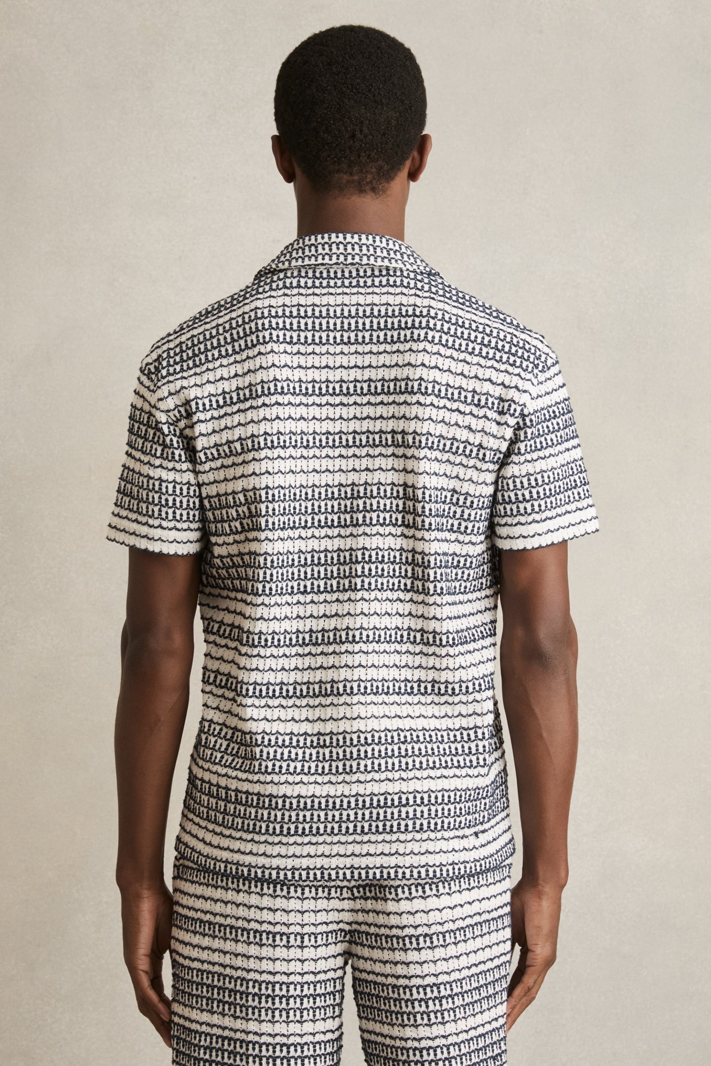 SS EMBROIDERED CROCHET CUBAN SHIRT WHITE/BLACK 3