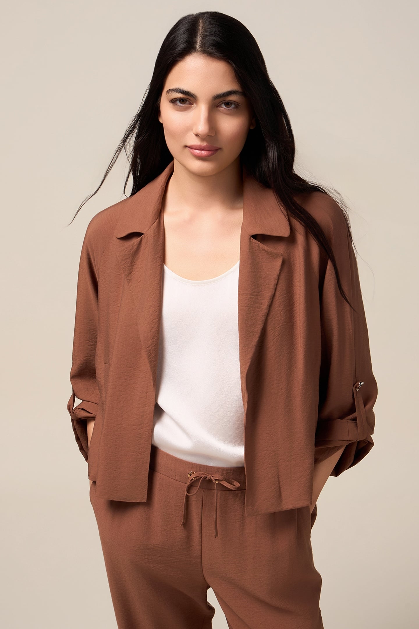 FLUID UNSTRUCTURED JACKET BROWN 1