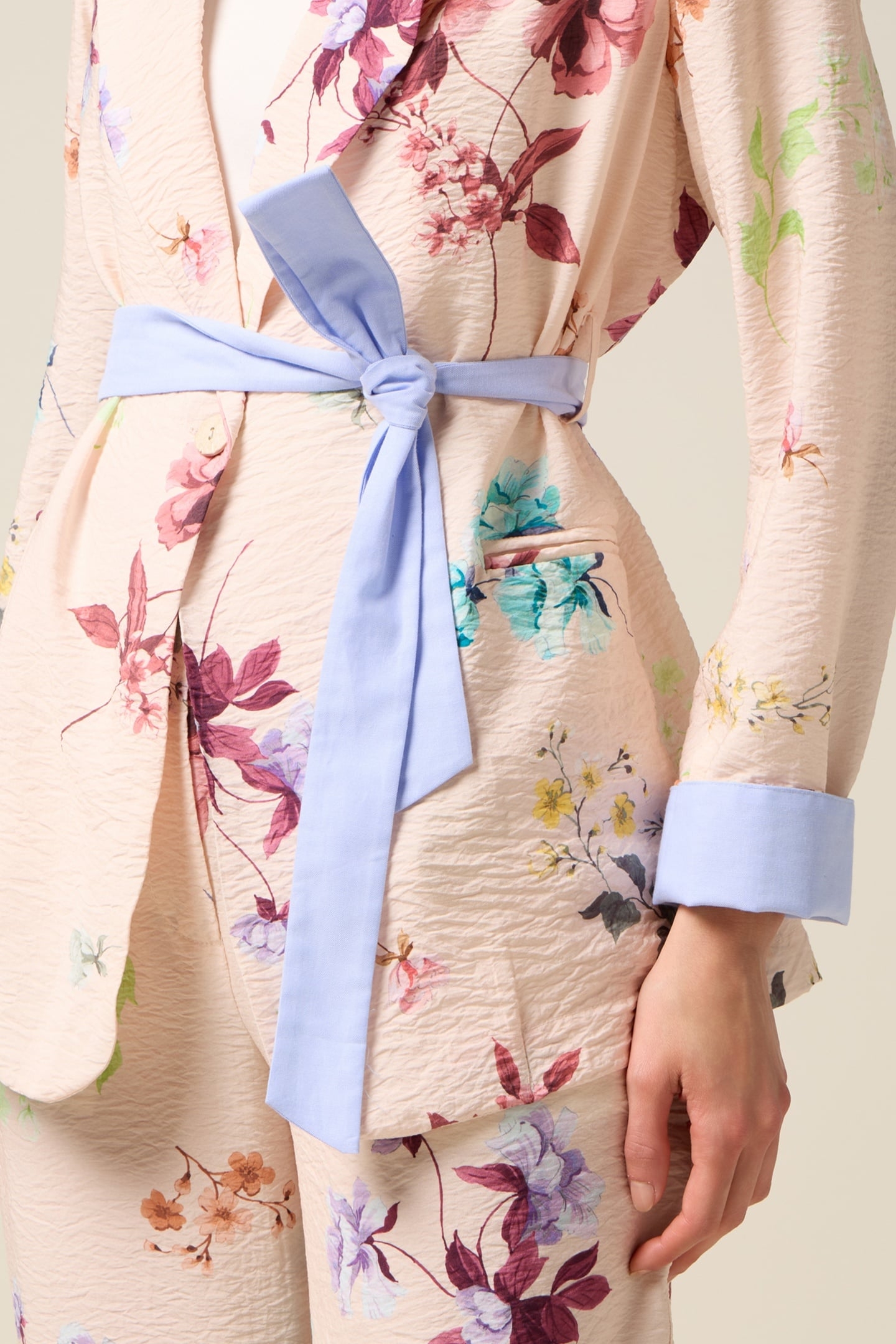 PATTERNED BLAZER WITH SASH PINK 5