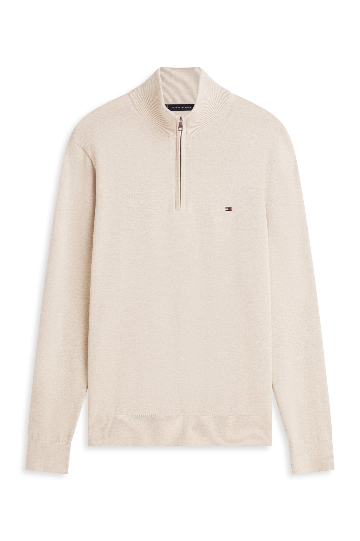 ESSENTIAL COTTON HALF ZIP SANDALWOOD HEATHER 5