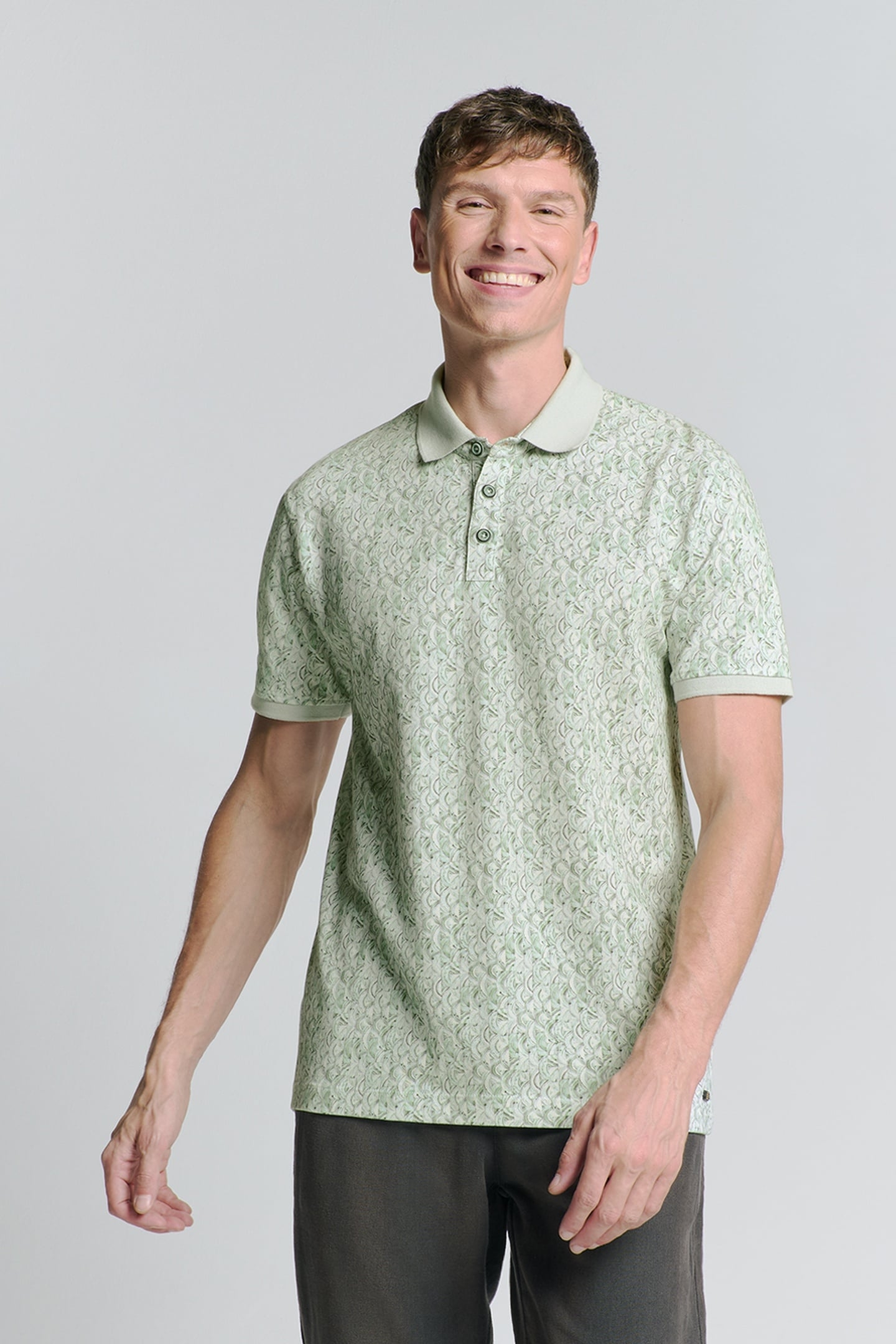 POLO PIQUE ALLOVER PRINTED GREEN 1