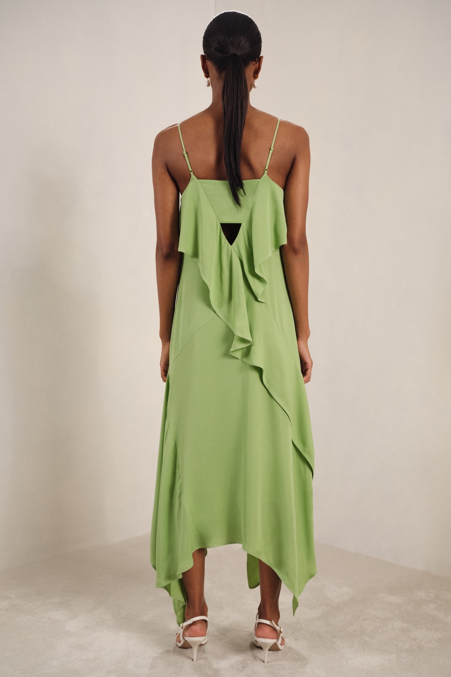 RUFFLE MIDI DRESS GREEN 3