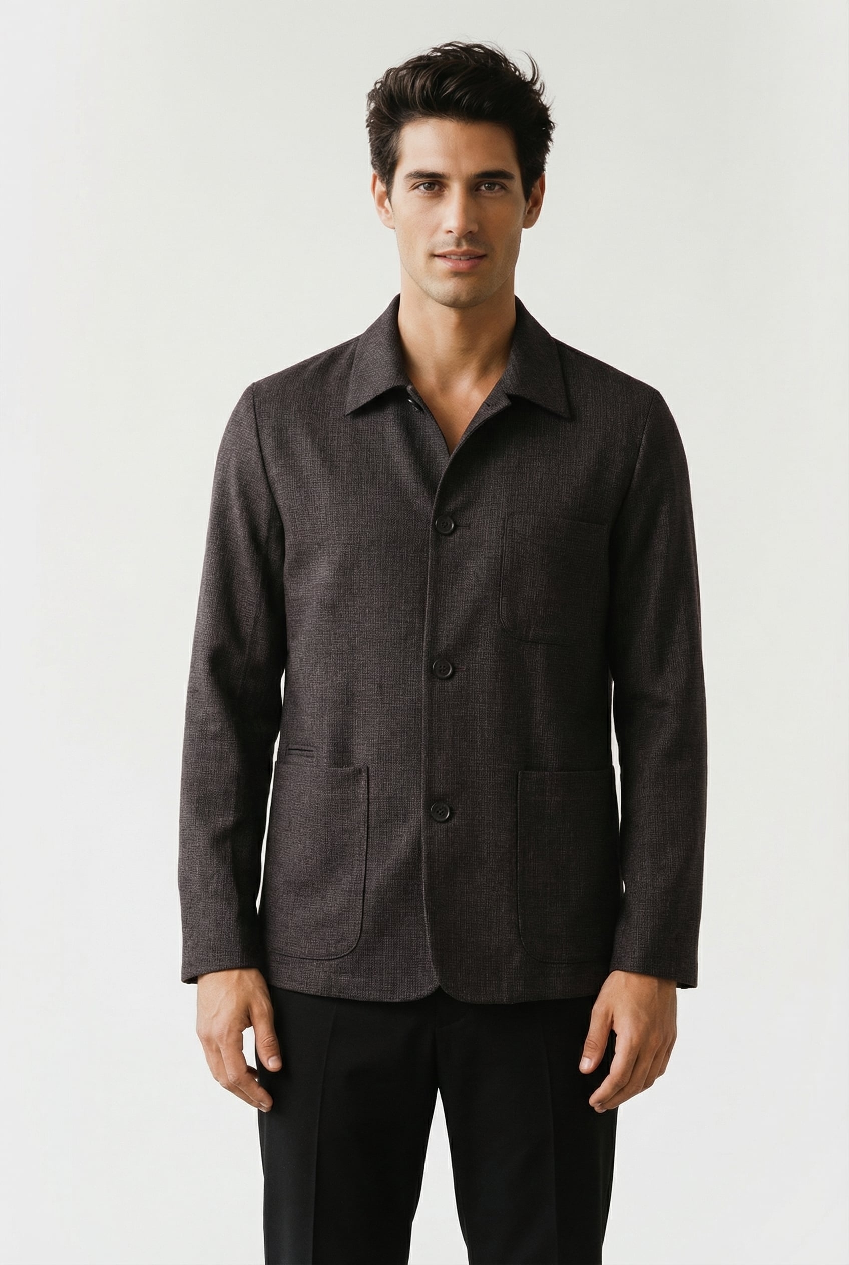 4BTN CASUAL JKT DARK BROWN 1