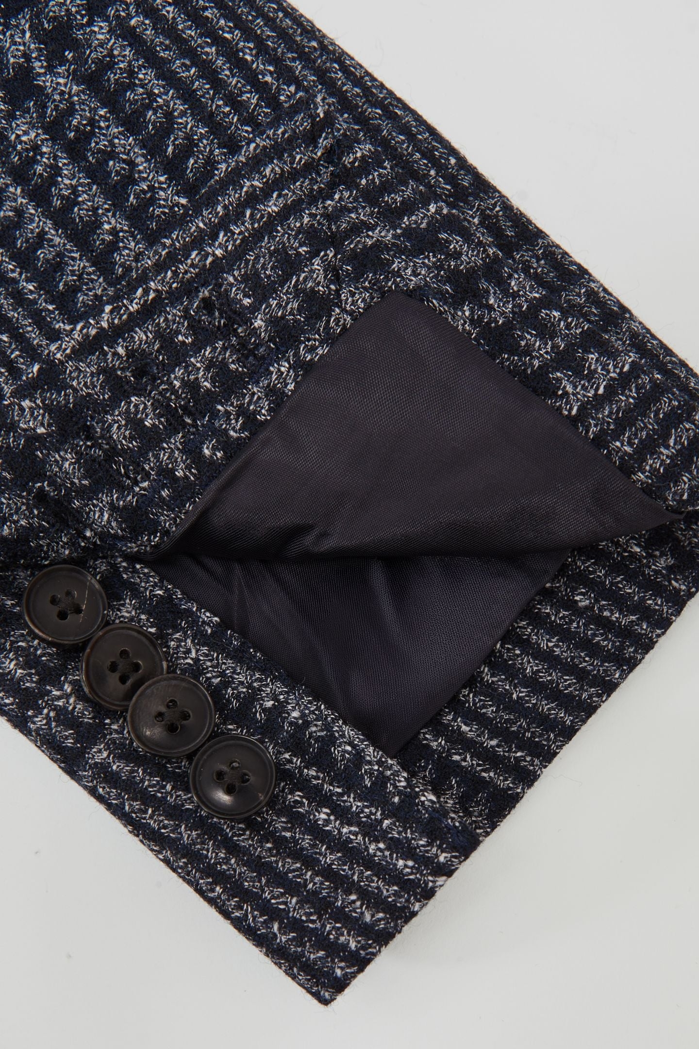 SB 2B NOTCH WOOL PRINCE OF WALES CHECK BLAZER NAVY 5