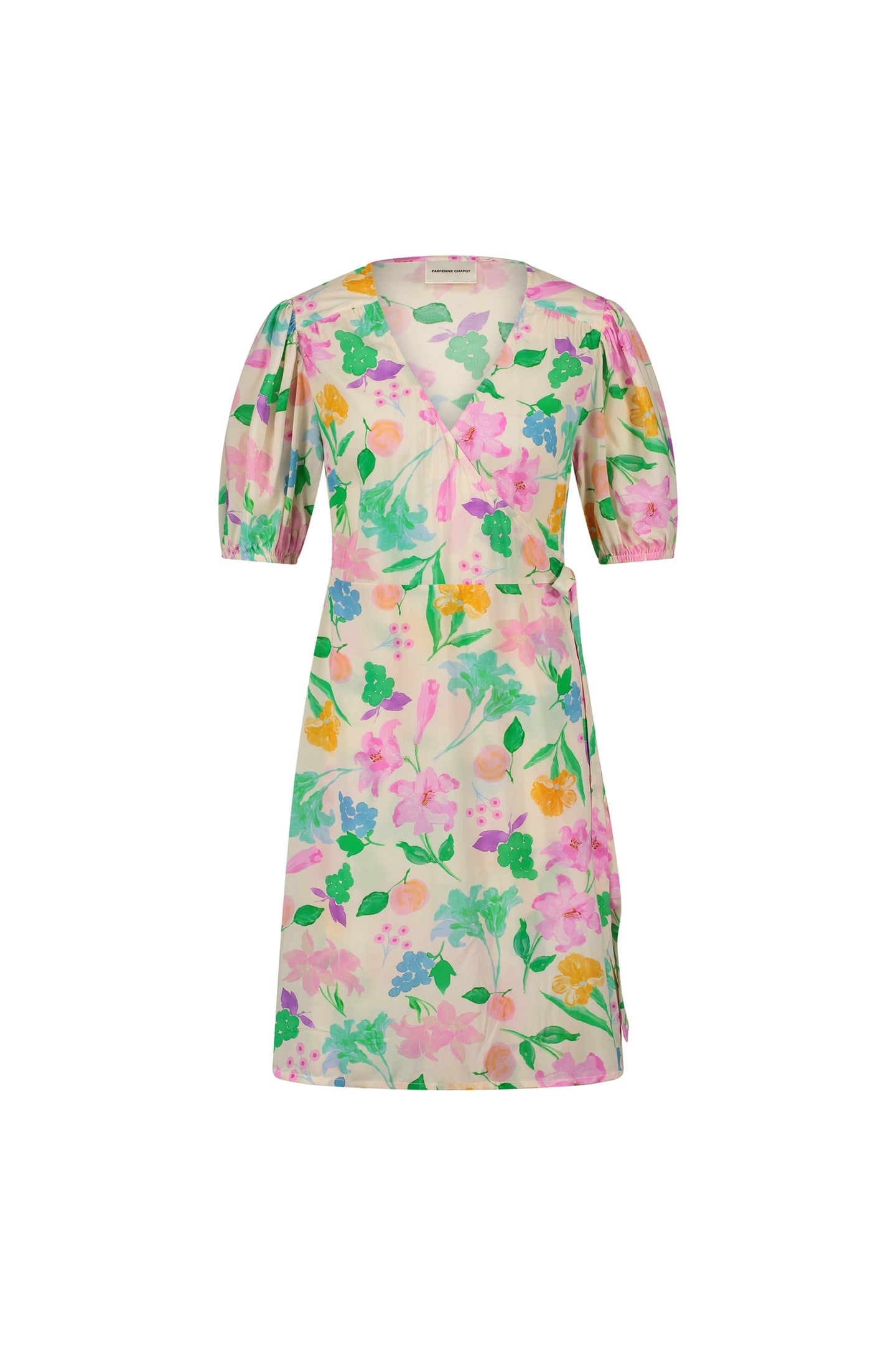 CLEO WRAP DRESS WARM WHITE/GREEN GLO 4