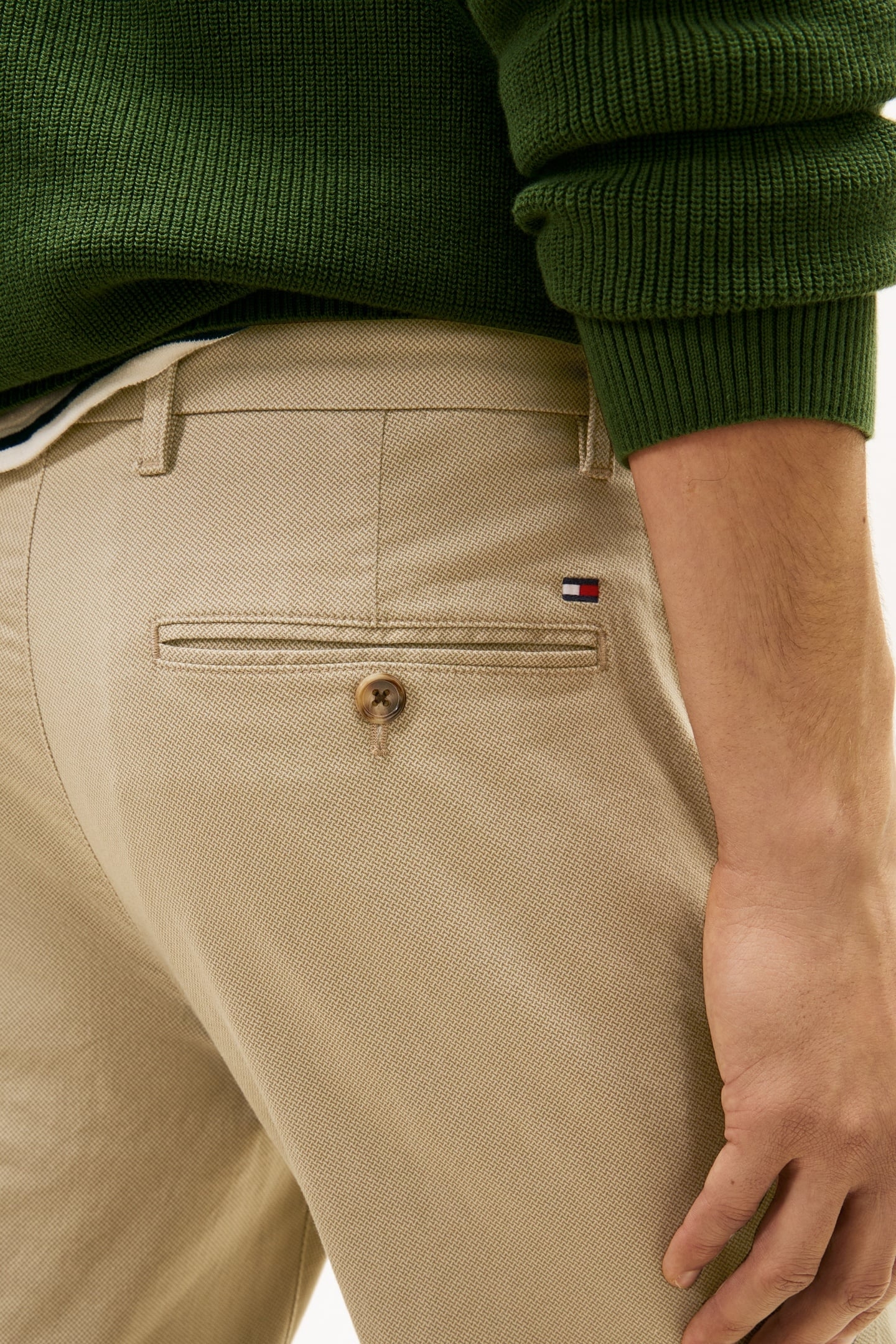 BLEECKER TEXTURED PRINT SLIM TROUSERS BATIQUE KHAKI 3