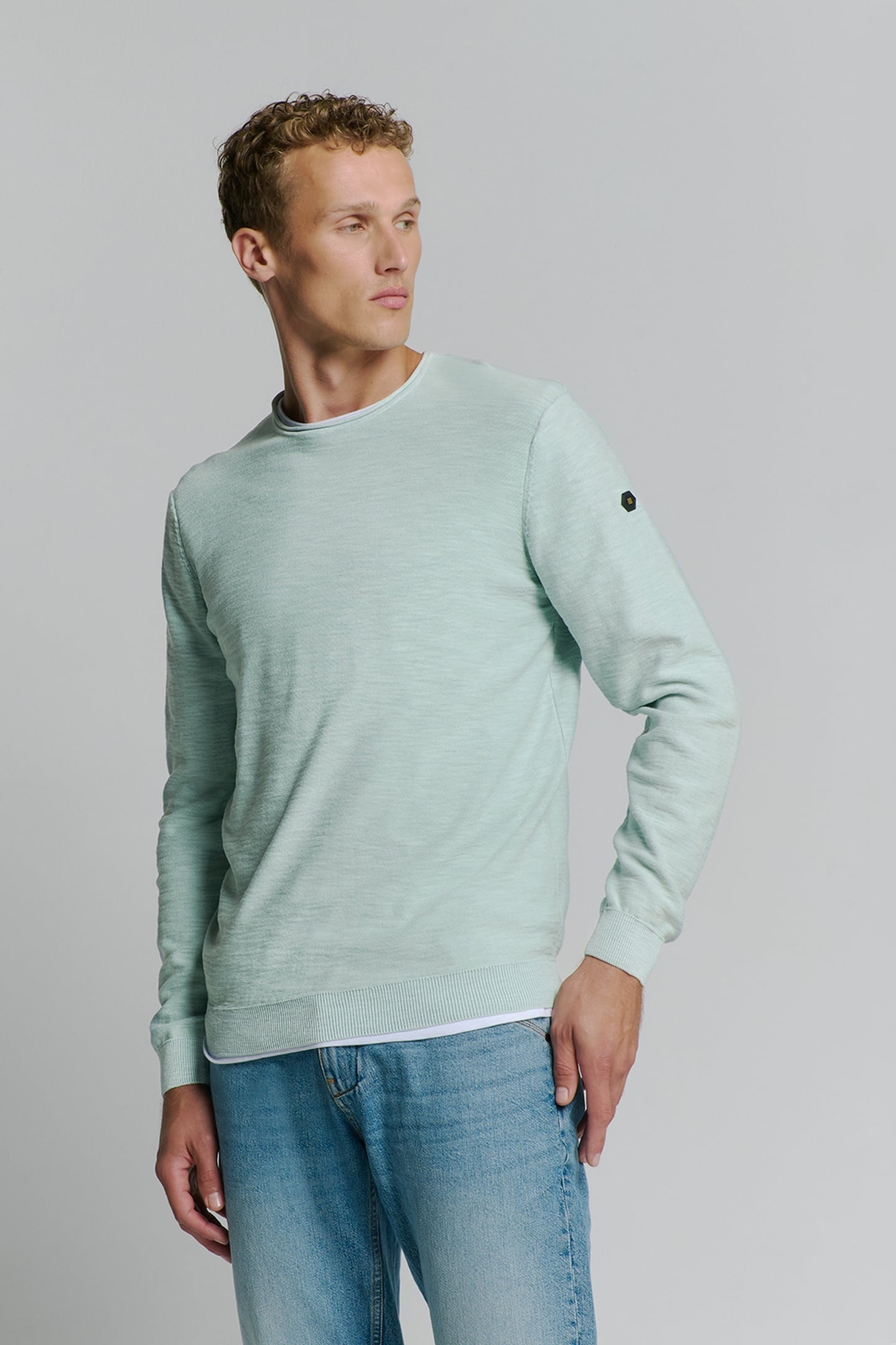 PULLOVER CREWNECK GARMENT DYED + STONE WASHED ICE 1
