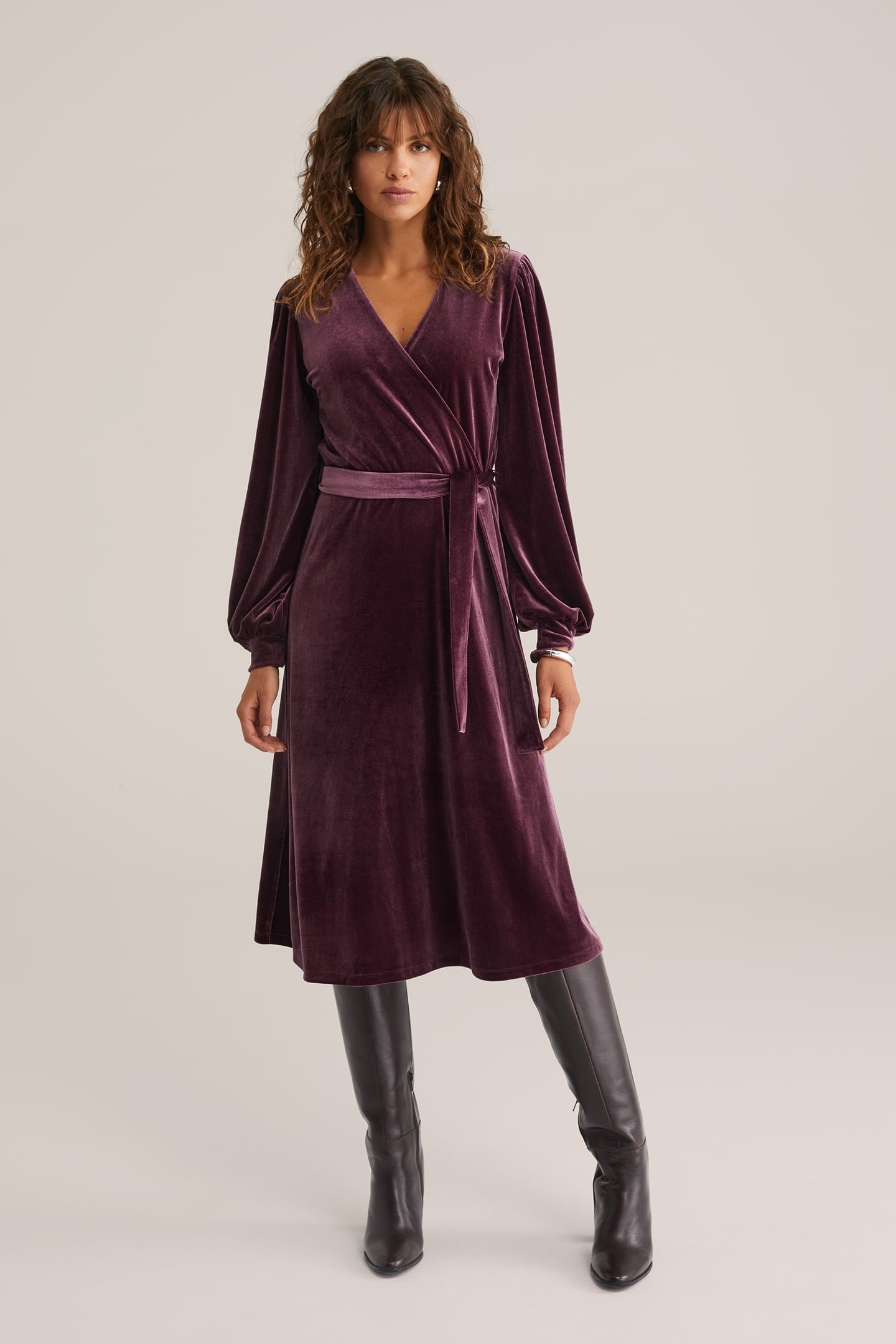 DRESS MID LENGTH AUBERGINE 2