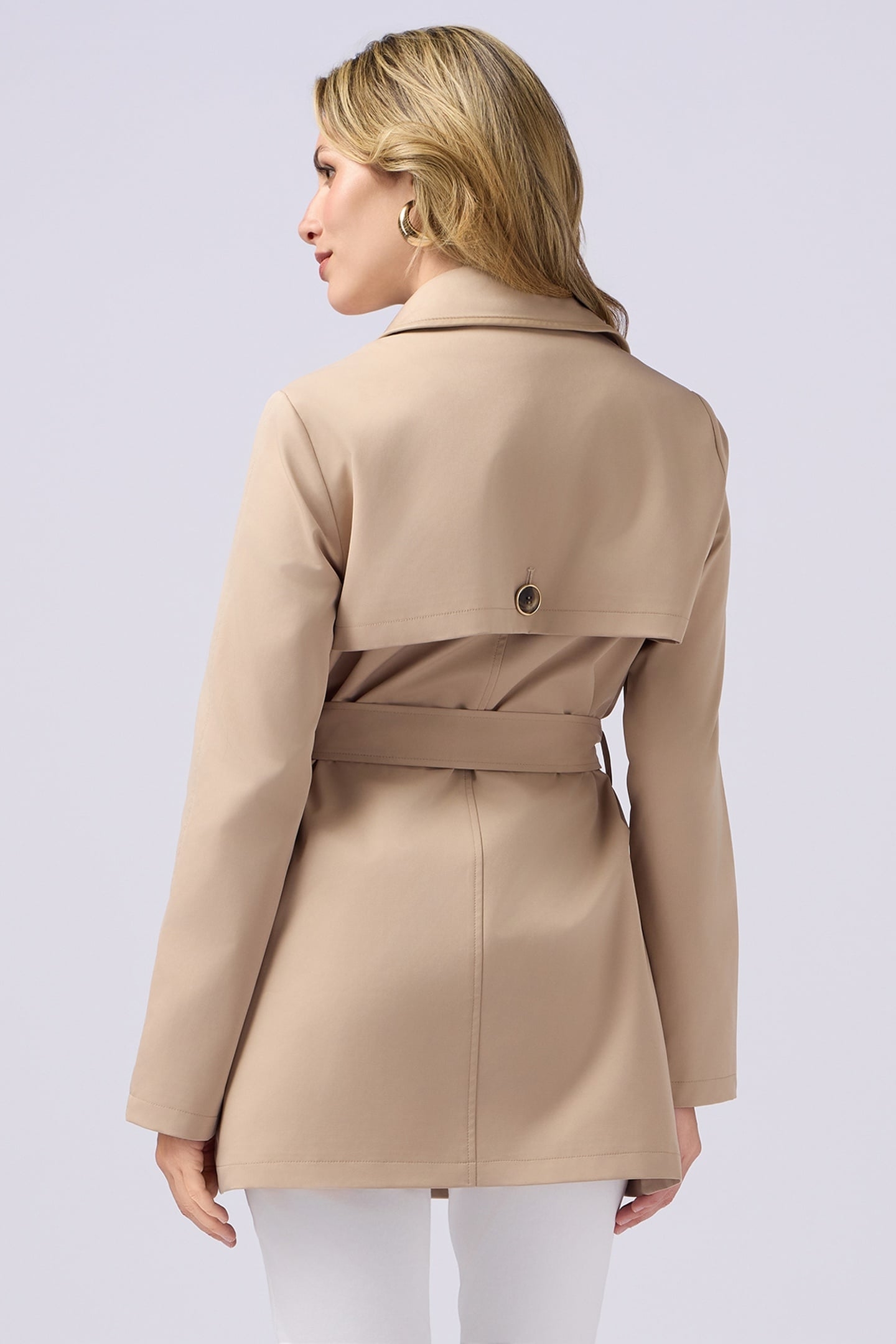 TRENCH COAT WITH COATED FABRIC TRIM BEIGE 4