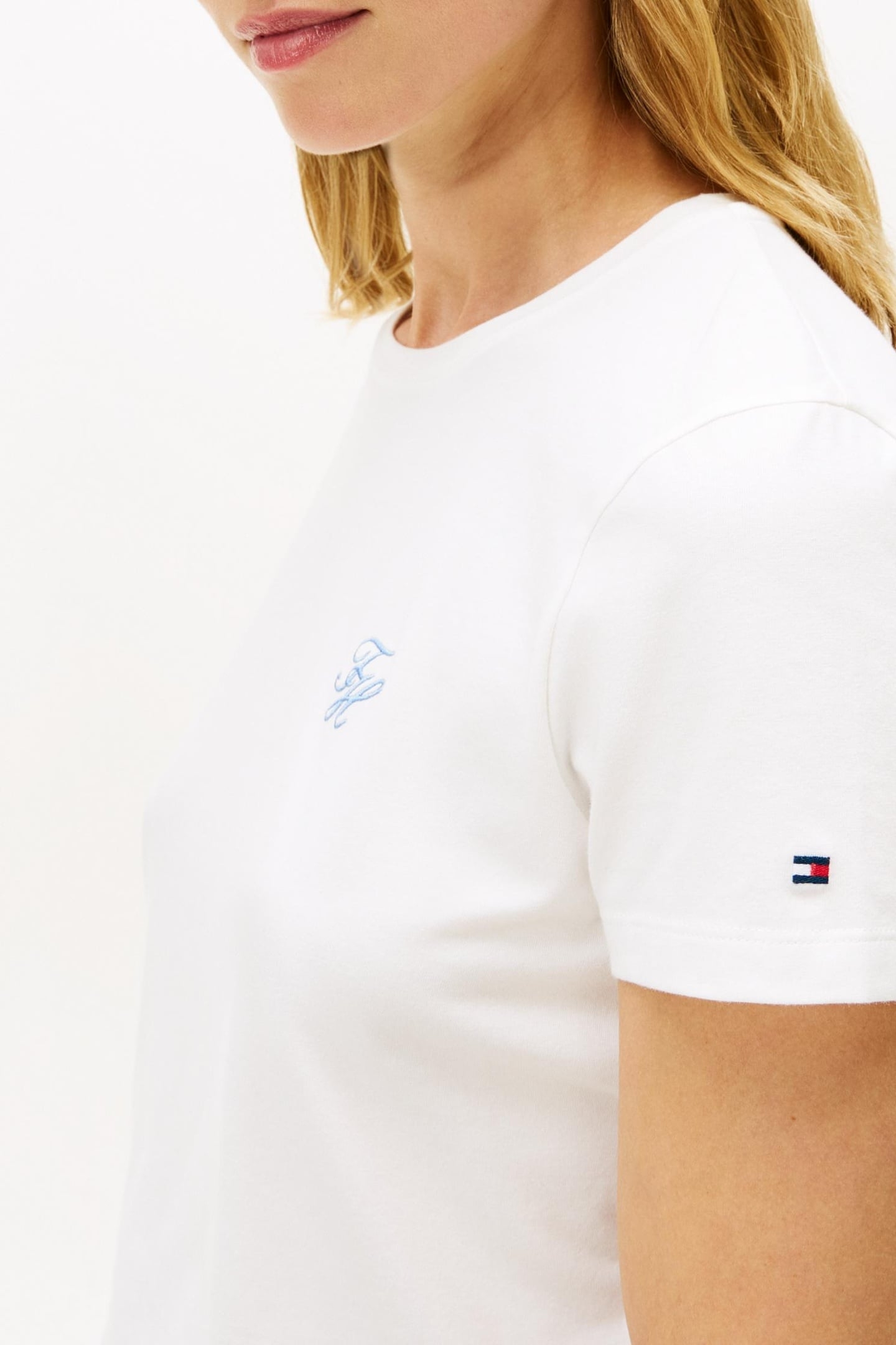 LOGO EMBROIDERY JERSEY CREW NECK T-SHIRT ECRU 2