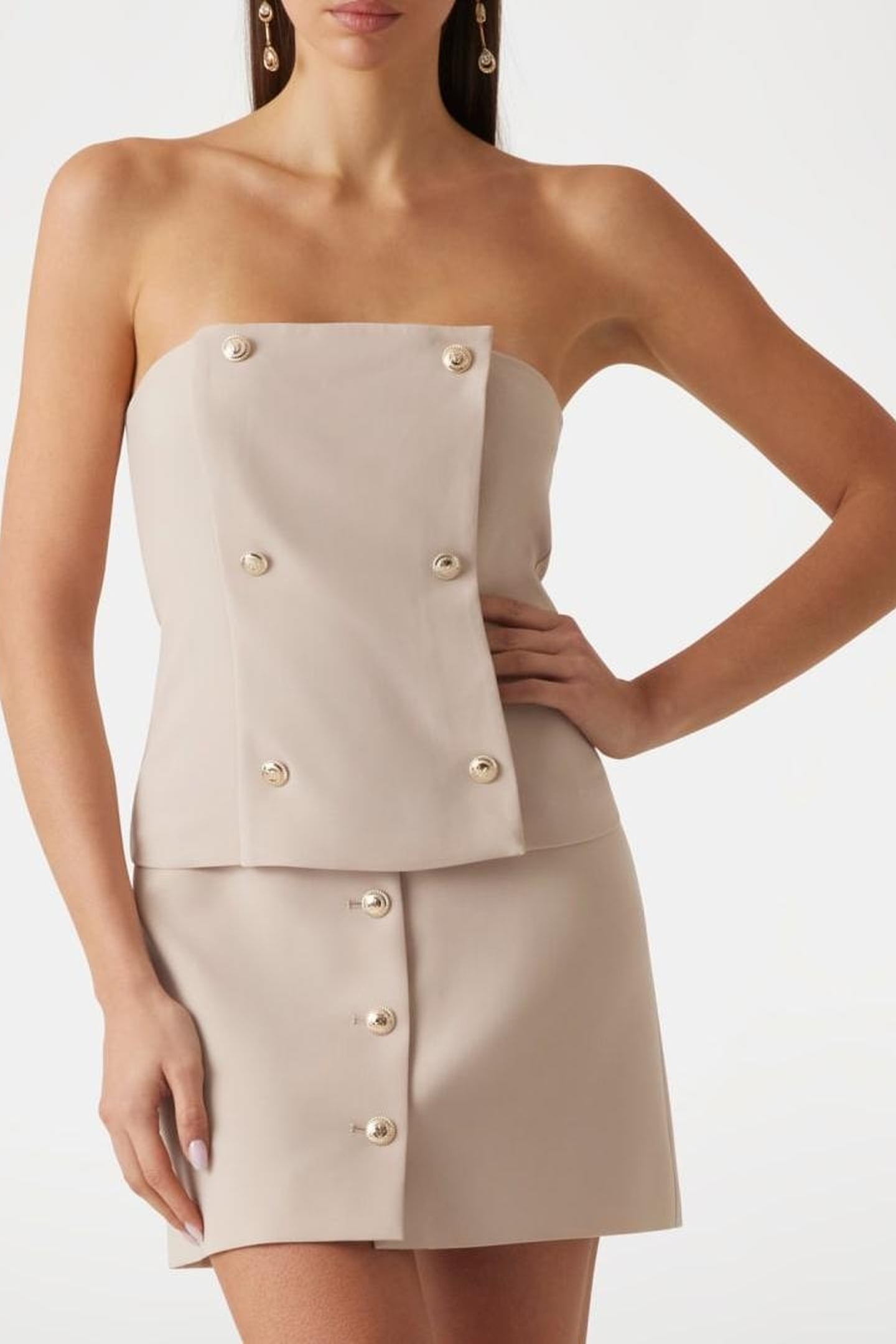 MARCIANO BY GUESS BECKY BUSTIER TOP FAWN TAUPE 2
