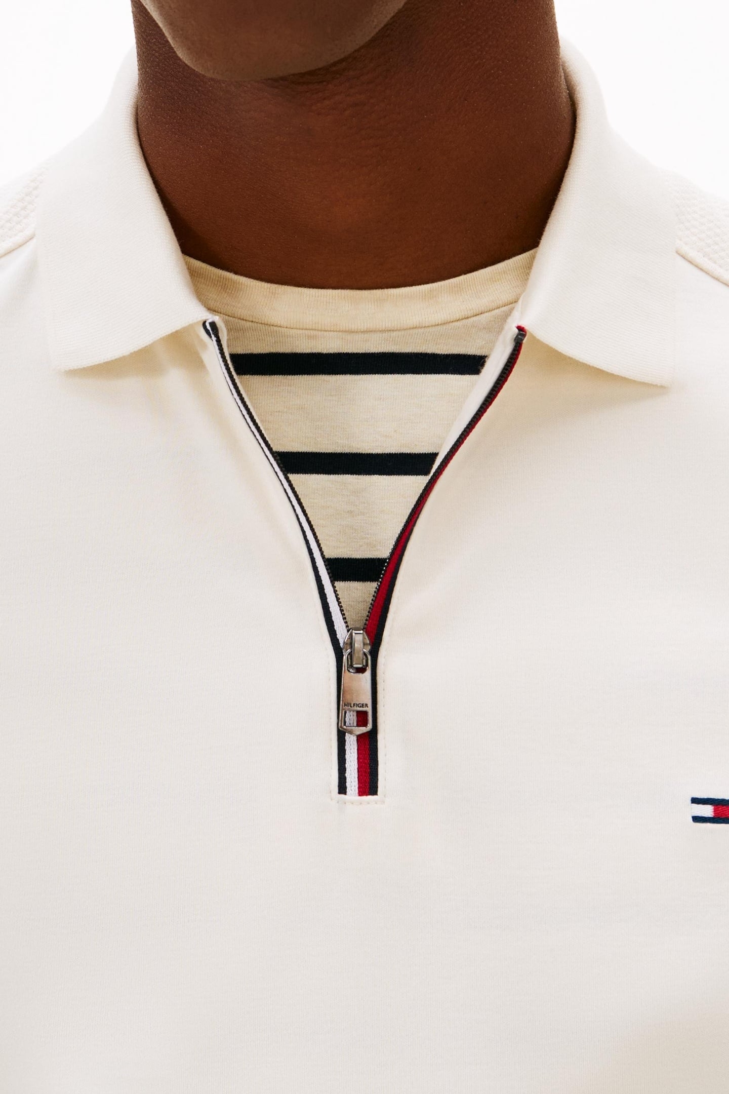 LIQUID COTTON ZIPPER POLO IVORY PETAL 4