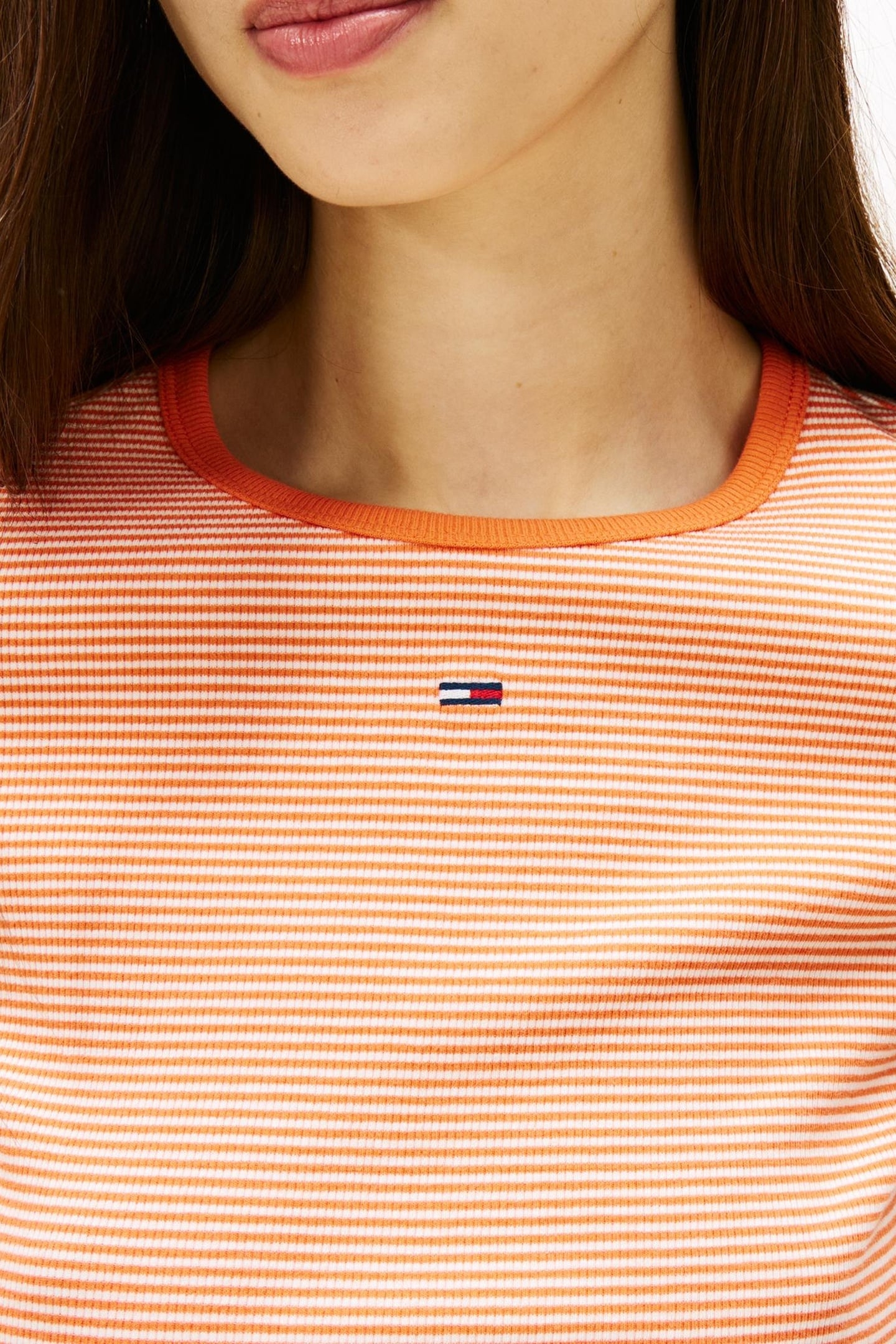 SLIM ESSENTIAL T-SHIRT ORANGE/ECRU STRIPE 5