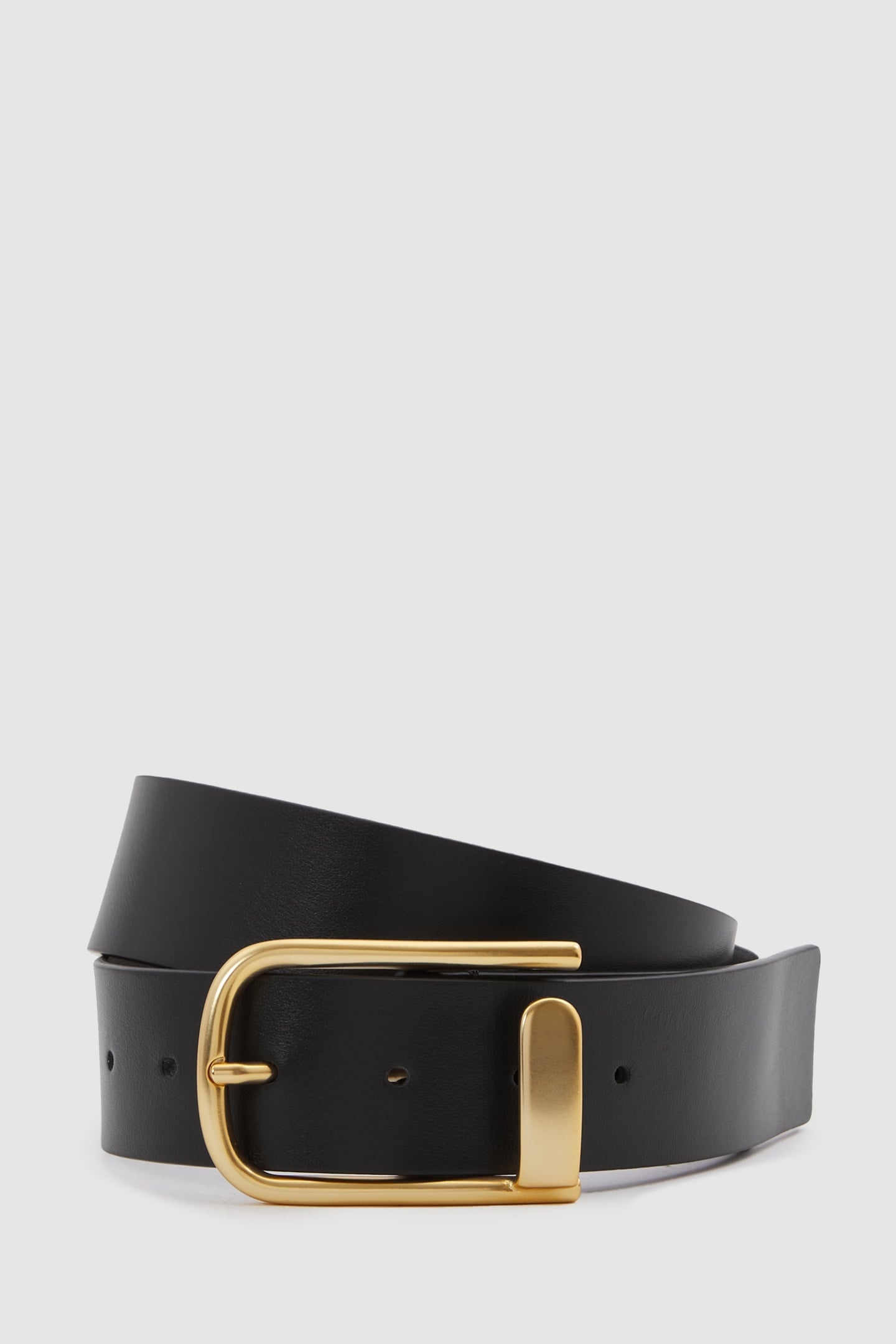 LEATHER HALF KEEPER BELT BLACK 1