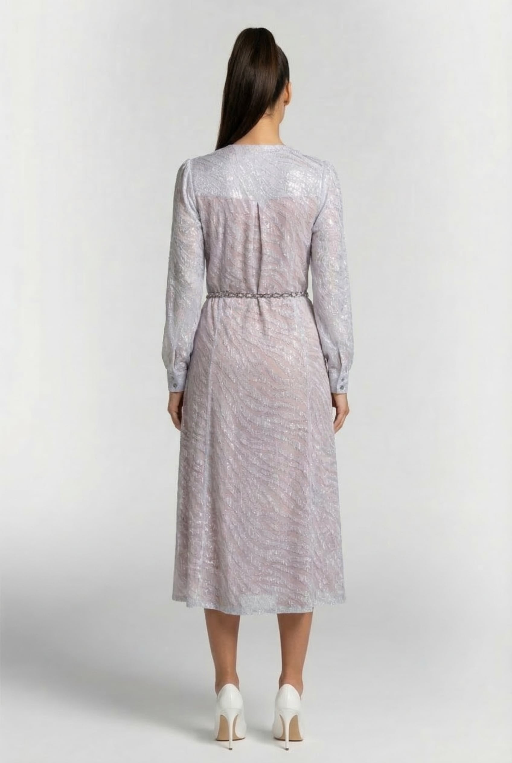 BUTTON DOWN DRESS IN WHITE ZEBRA JAQUARD 2