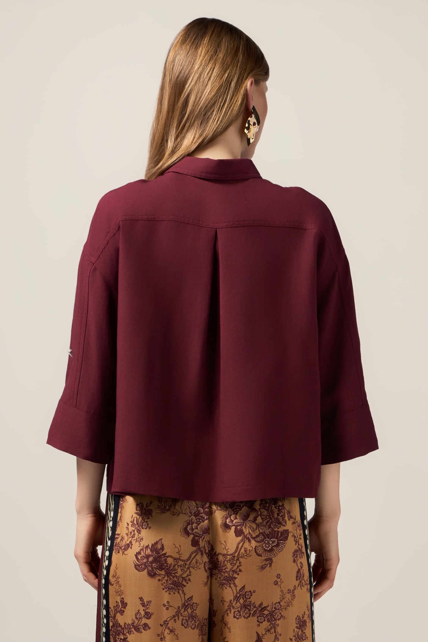 BOXY LINEN BLEND JACKET BURGUNDY 2