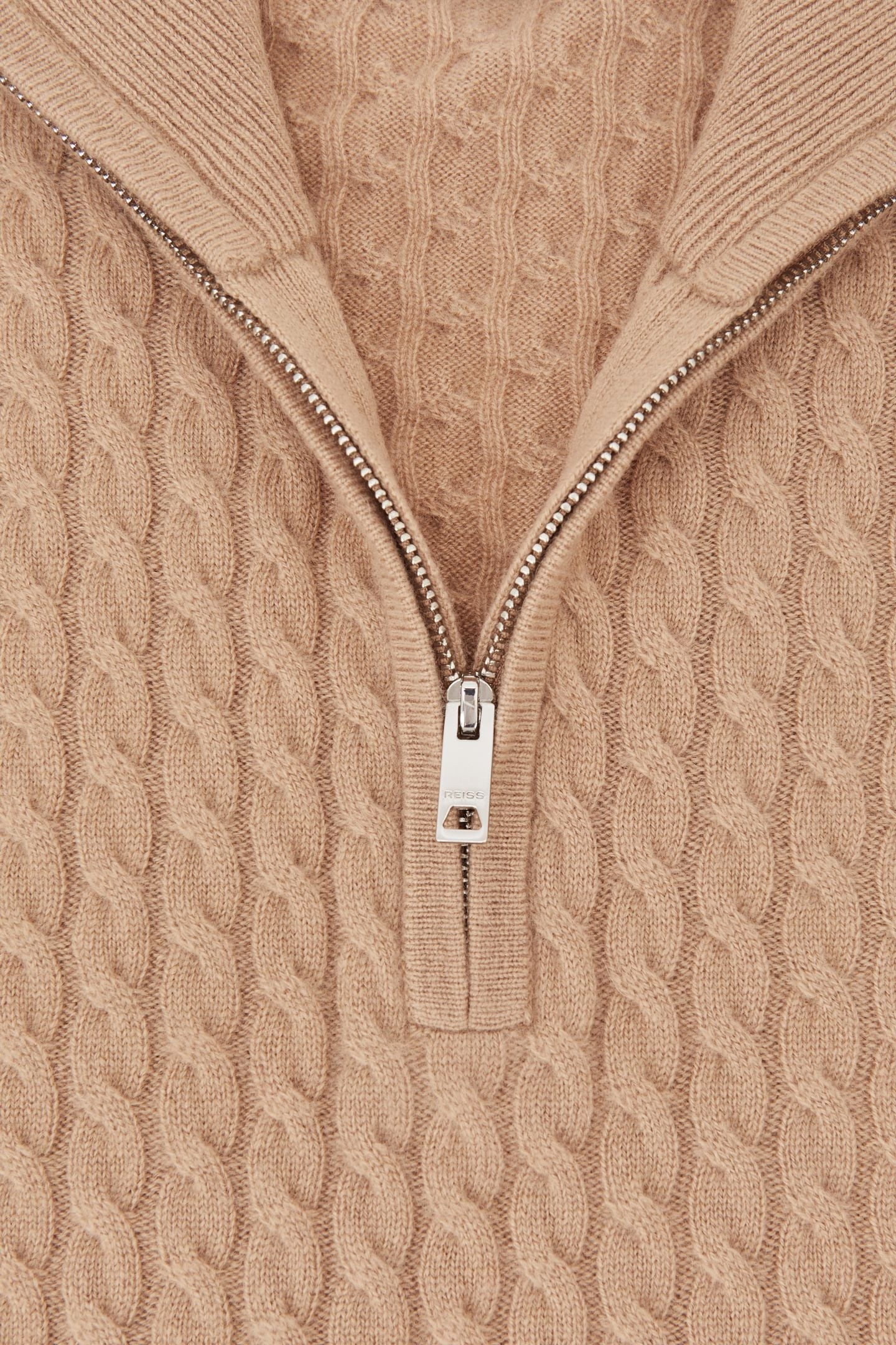 LS HALF ZIP CABLE CASHMERE JUMPER CAMEL BROWN 3