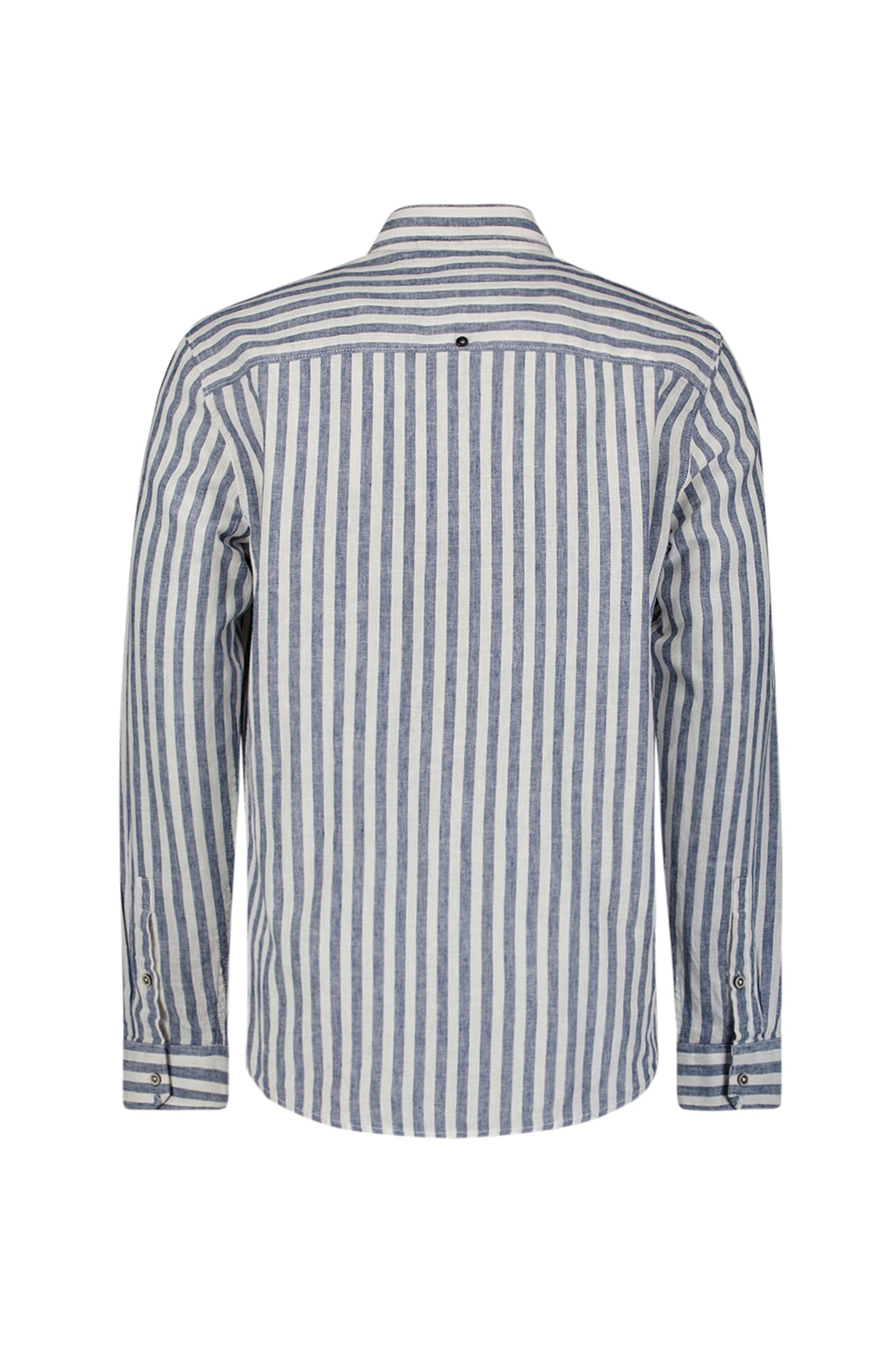SHIRT VERICAL BIG STRIPES WITH LINEN INDIGO BLUE 7