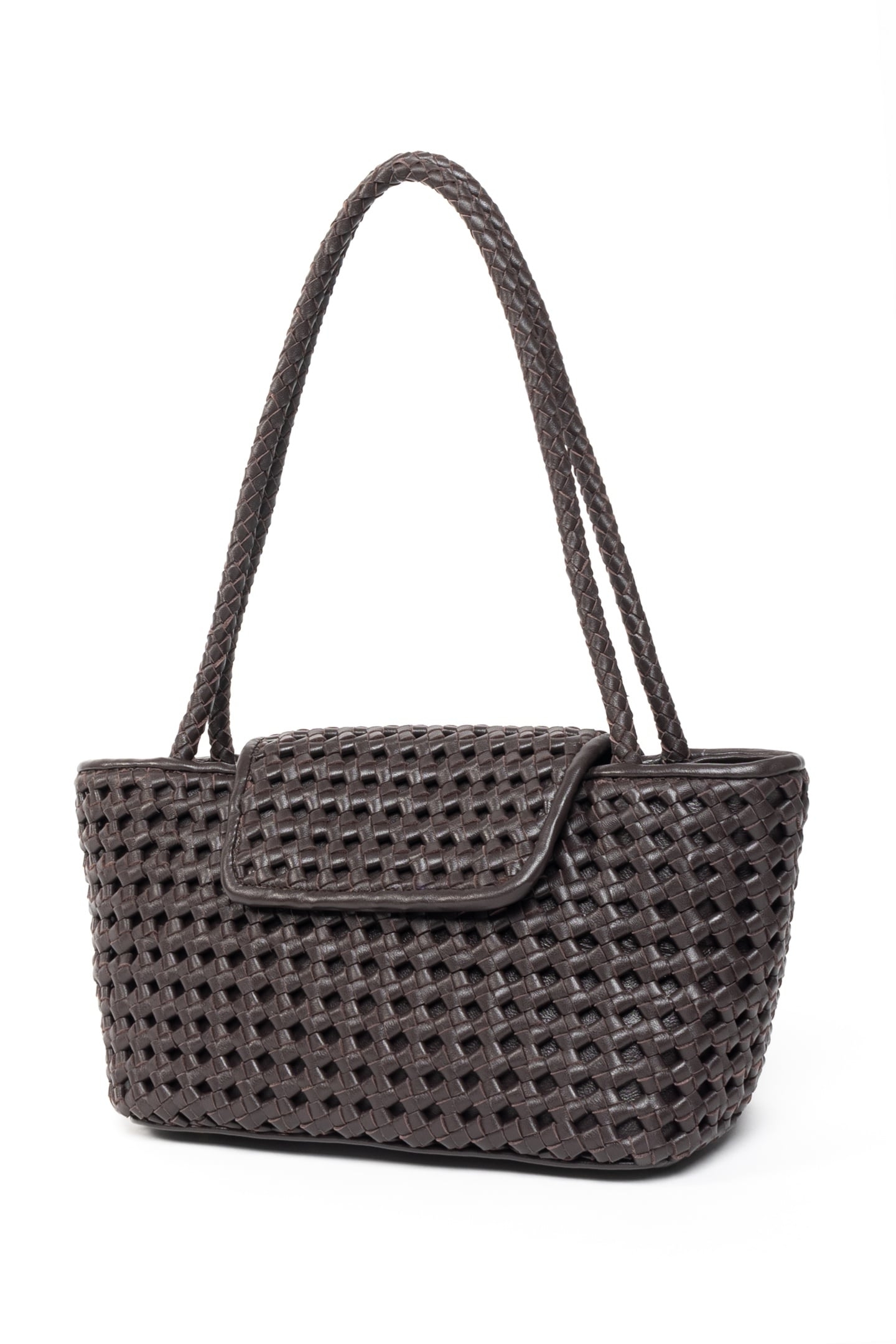 COURRIER TOTE WOVEN LEATHER DARK BROWN 4
