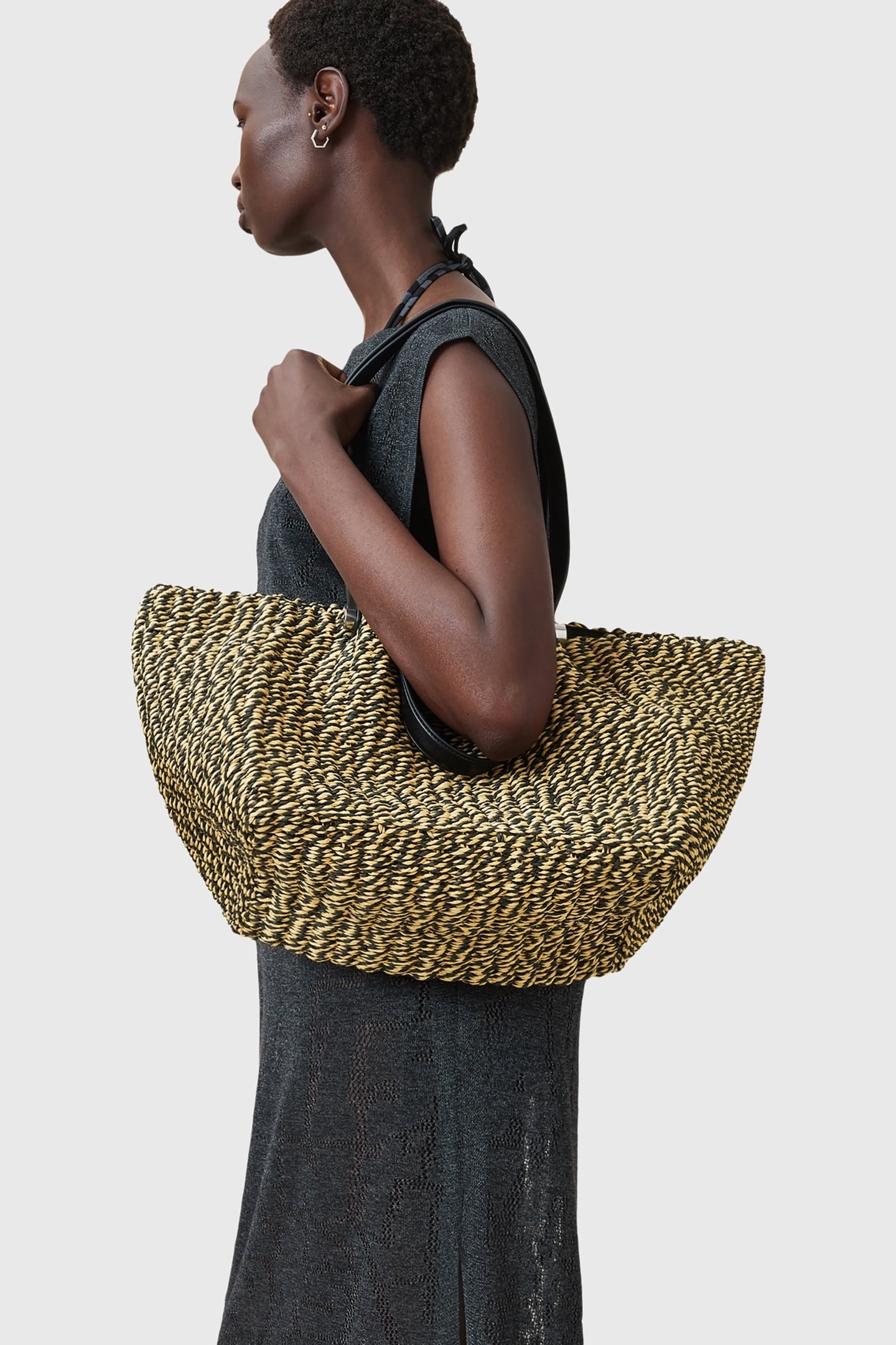 ALLINGTON PAPER TOTE BLACK/NATURAL 2