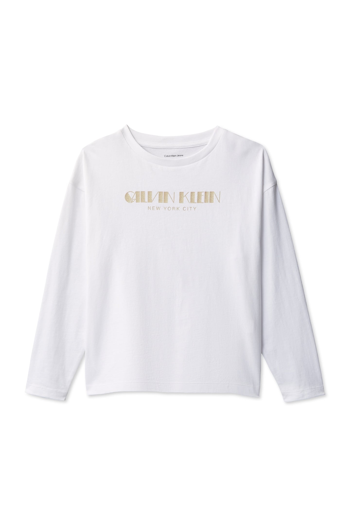 GIRLS GLITTER BOXY L/S T-SHIRT BRIGHT WHITE 4