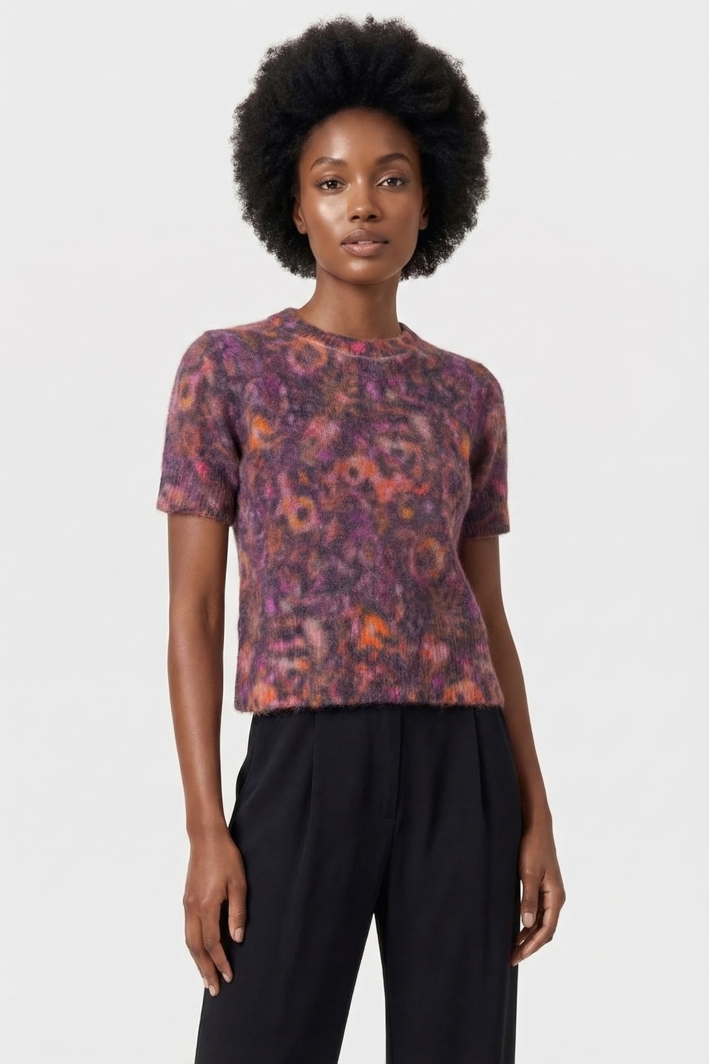 KNITTED SS TOP AUBERGINE 1