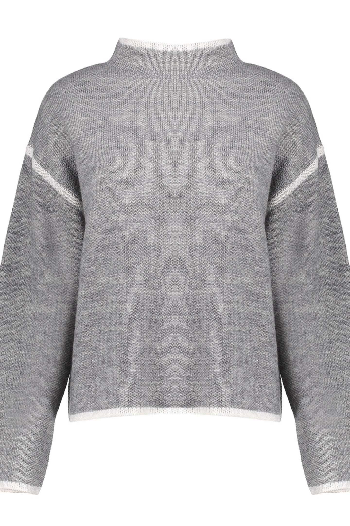 PULL TURTLE CONTRAST STRIPE GREY MELANGE/OFFWHITE 1