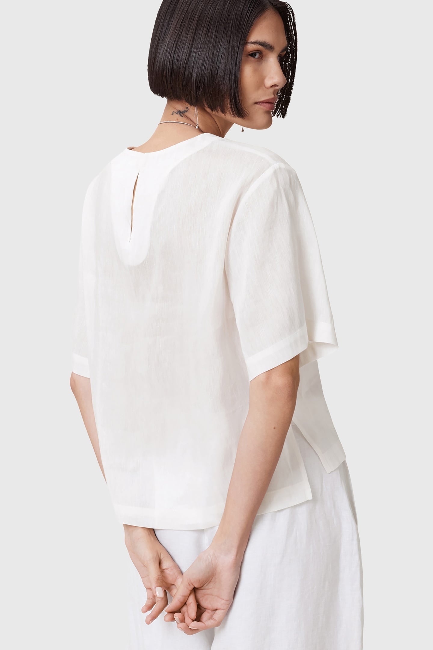 LOTTIE LINEN TOP CHALK WHITE 5