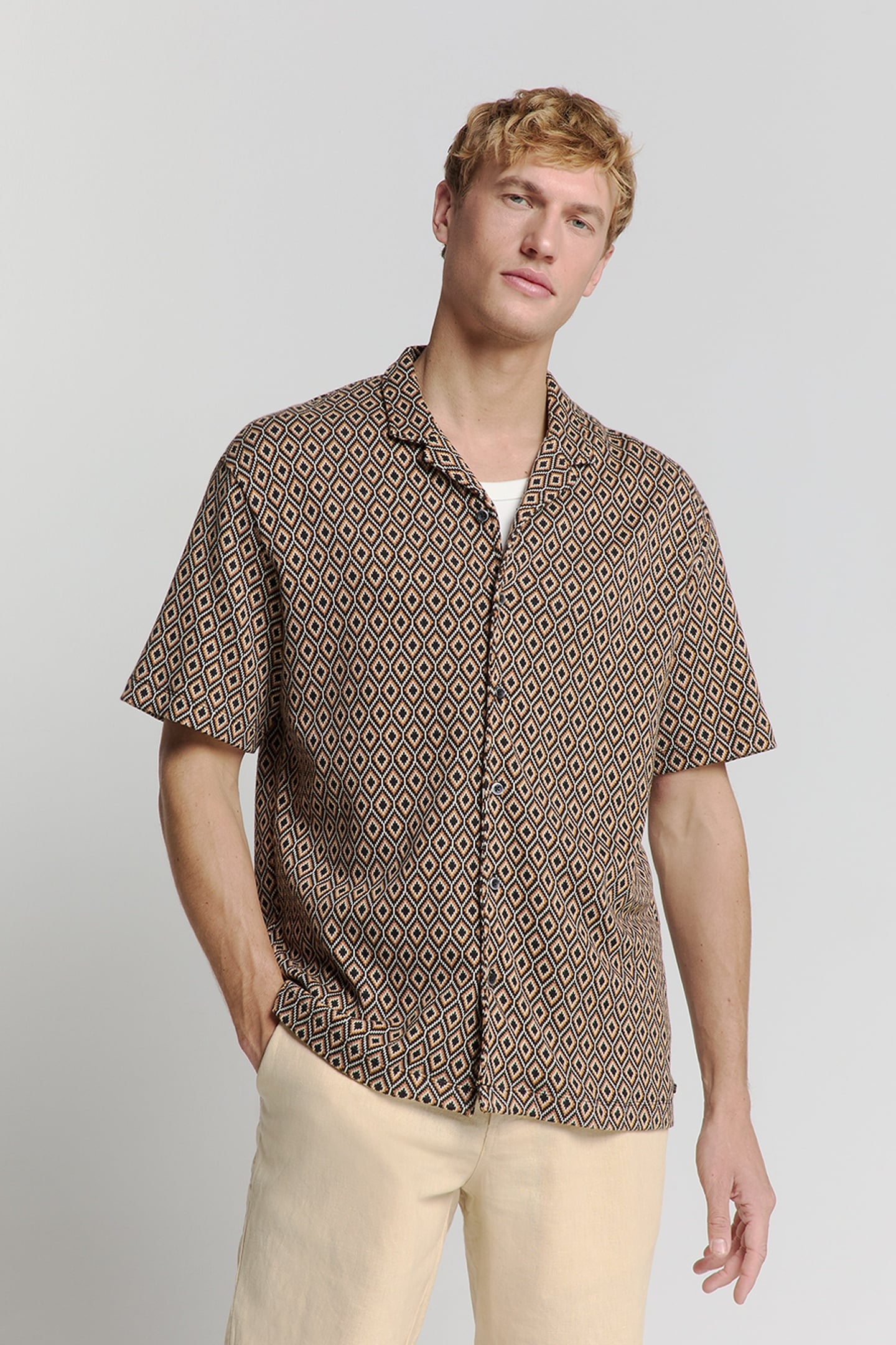 SHIRT SHORT SLEEVE JERSEY REVERS COLLAR ALLOVER PRINTED CARA 1