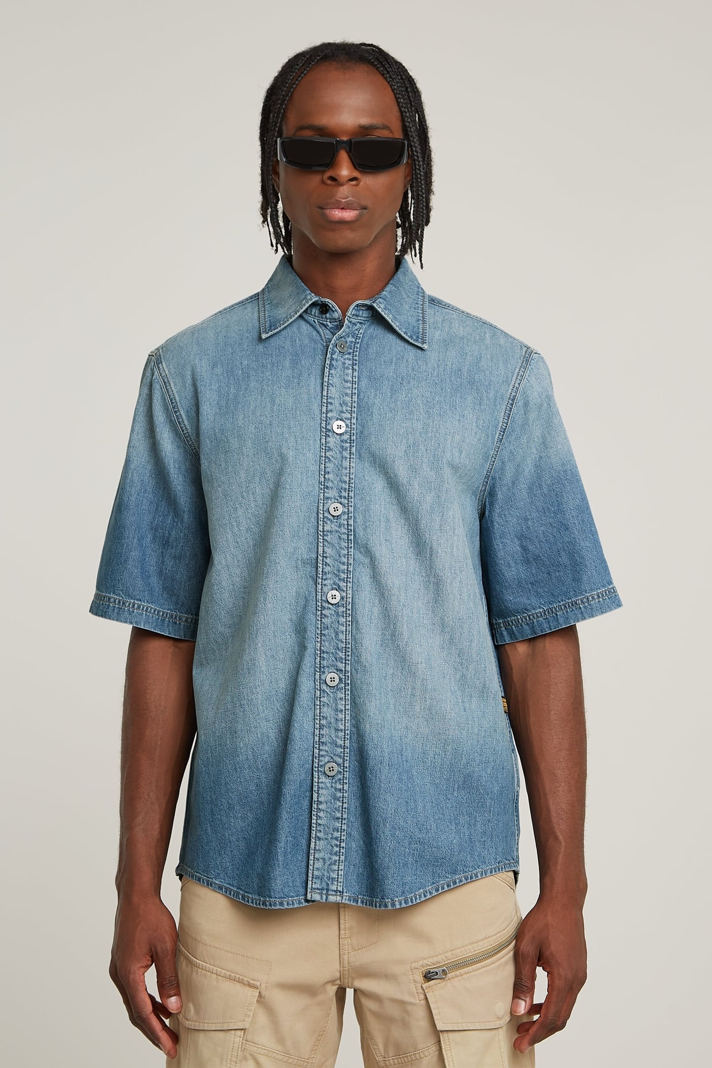 REGULAR DENIM SHIRT S\S SUN FADED THAMES 2