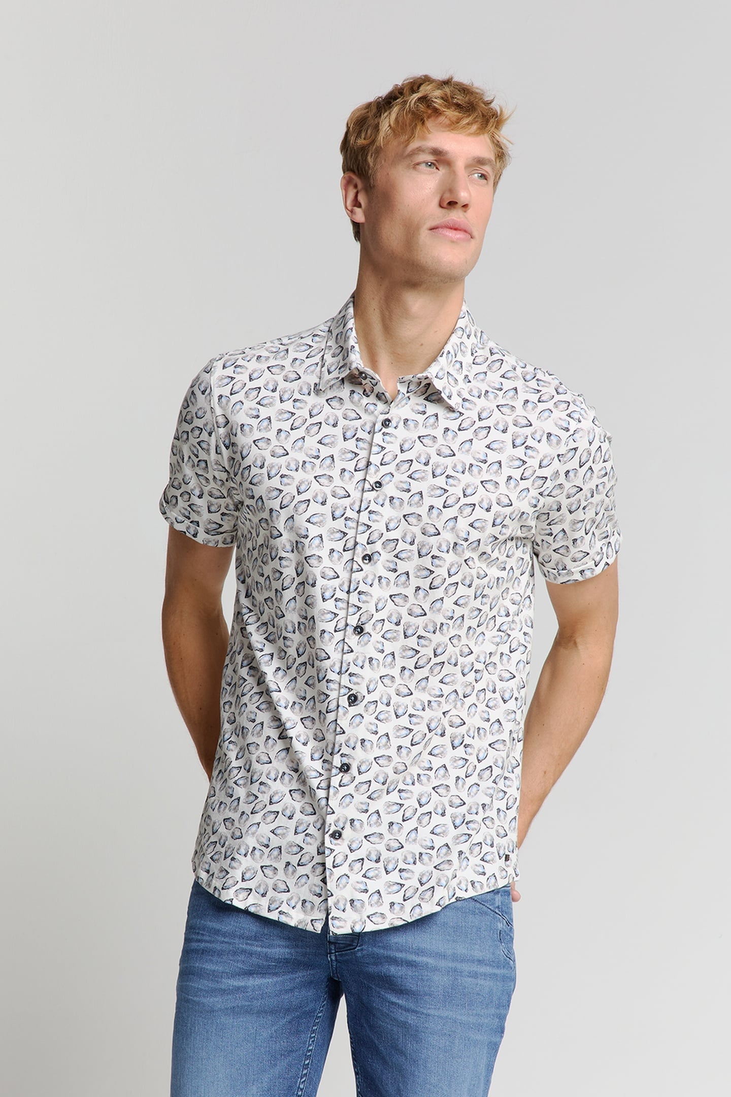 SHIRT SHORT SLEEVE JERSEY ALLOVER PRINTED OFFWHITE 1