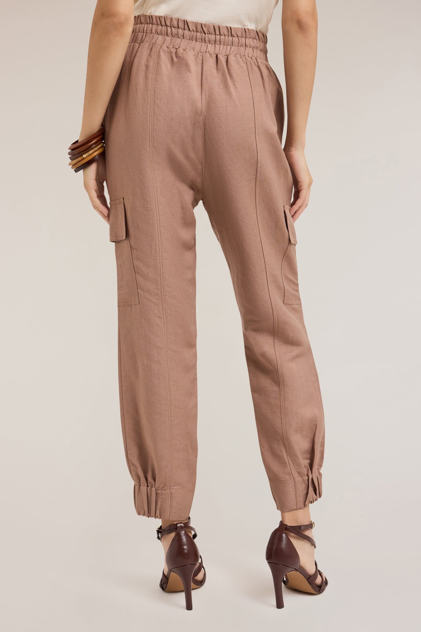 LINEN-BLEND CARGO JOGGERS BEIGE 3