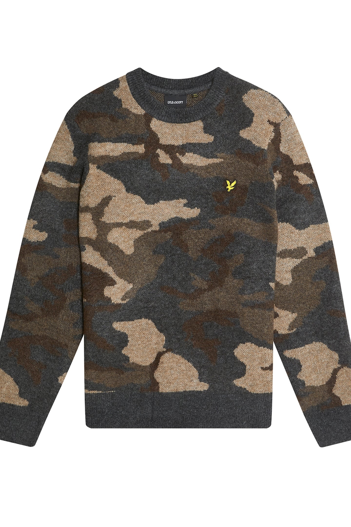 BRUSHED CAMOUFLAGE CREW NECK JUMPER BLACK STEEL 4