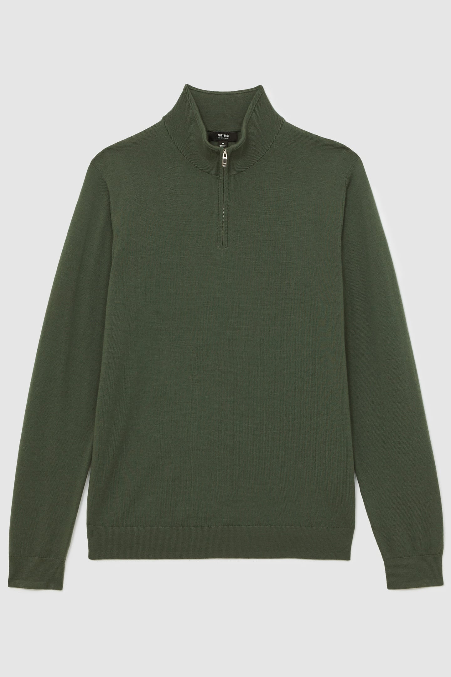 LS HALF ZIP FUNNEL MERINO WOOL JUMPER KALE GREEN 5