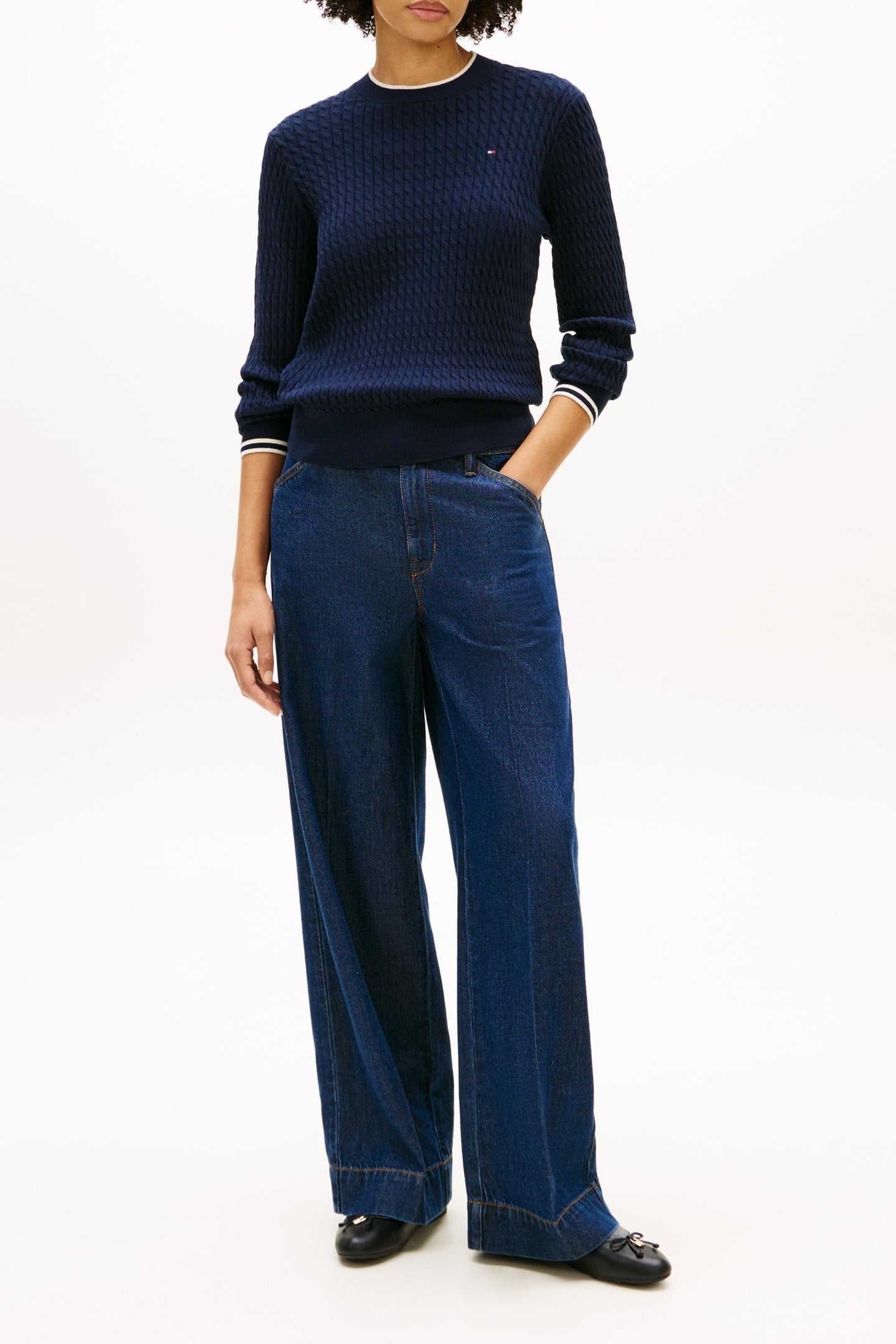 CABLE KNIT CARDIGAN DARK N NAVY TIPPING 3