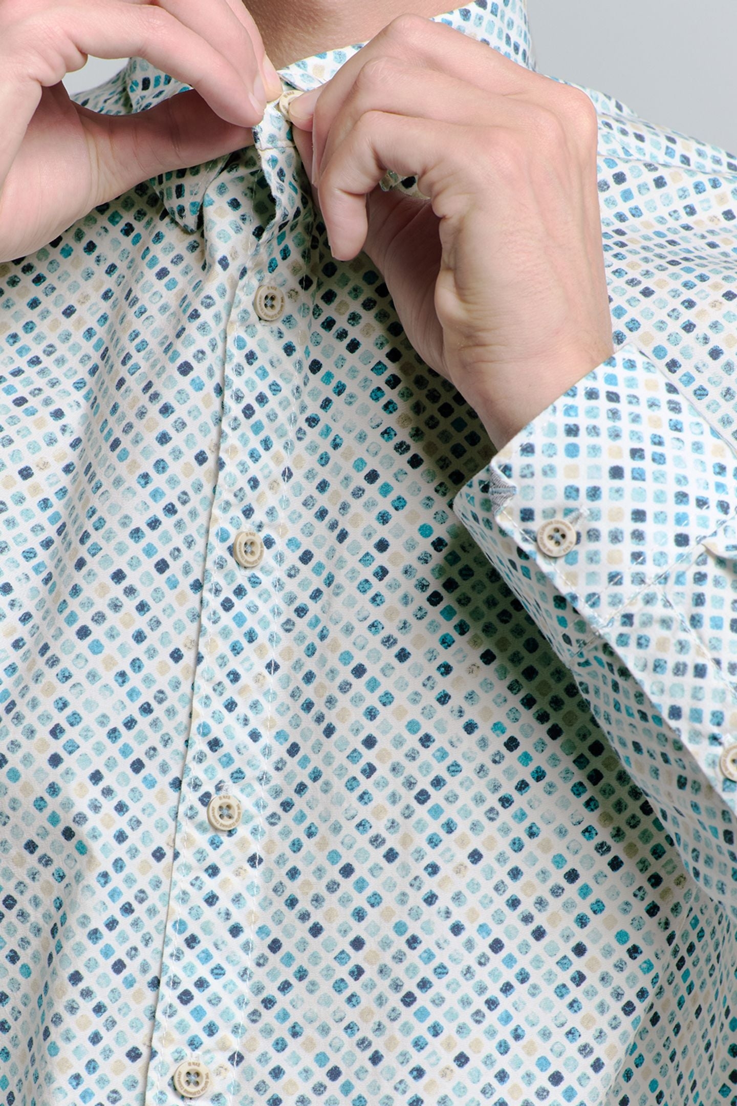 SHIRT STRETCH ALLOVER PRINTED SEABLUE 7