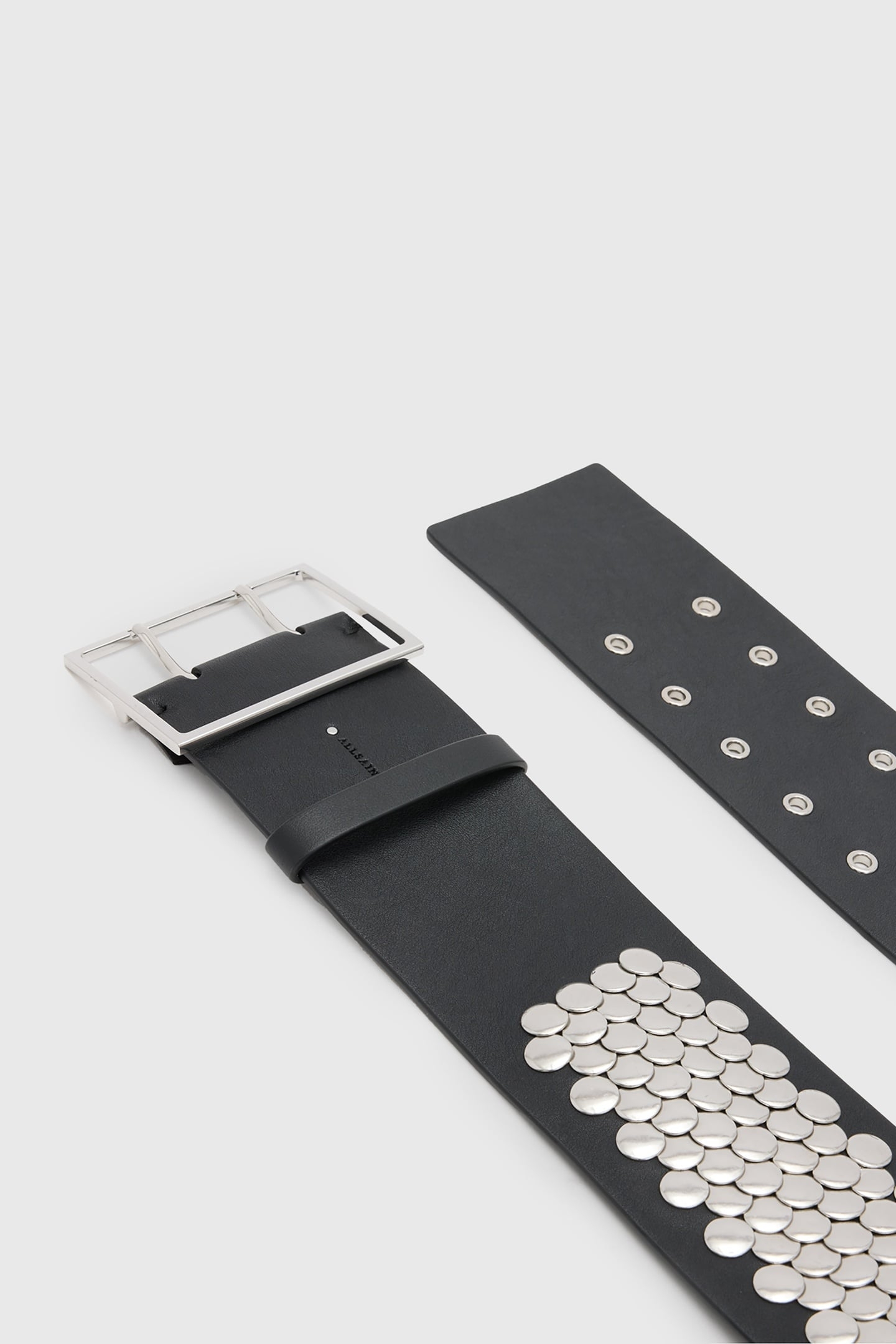 MEREDITH WIDE BELT BLACK/SHINY NICKEL 2