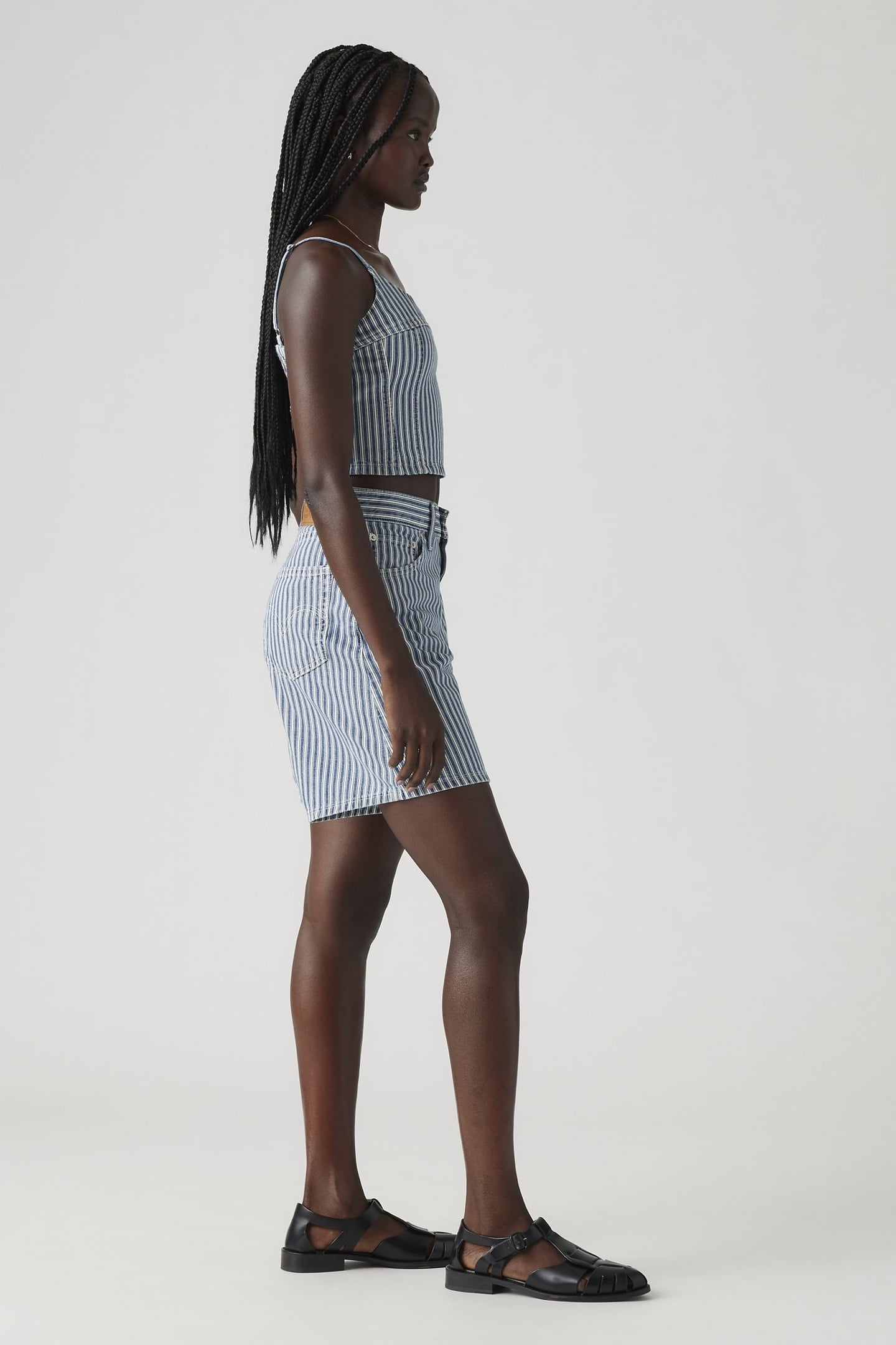 HIGH RISE BAGGY SHORTS BLUE 4