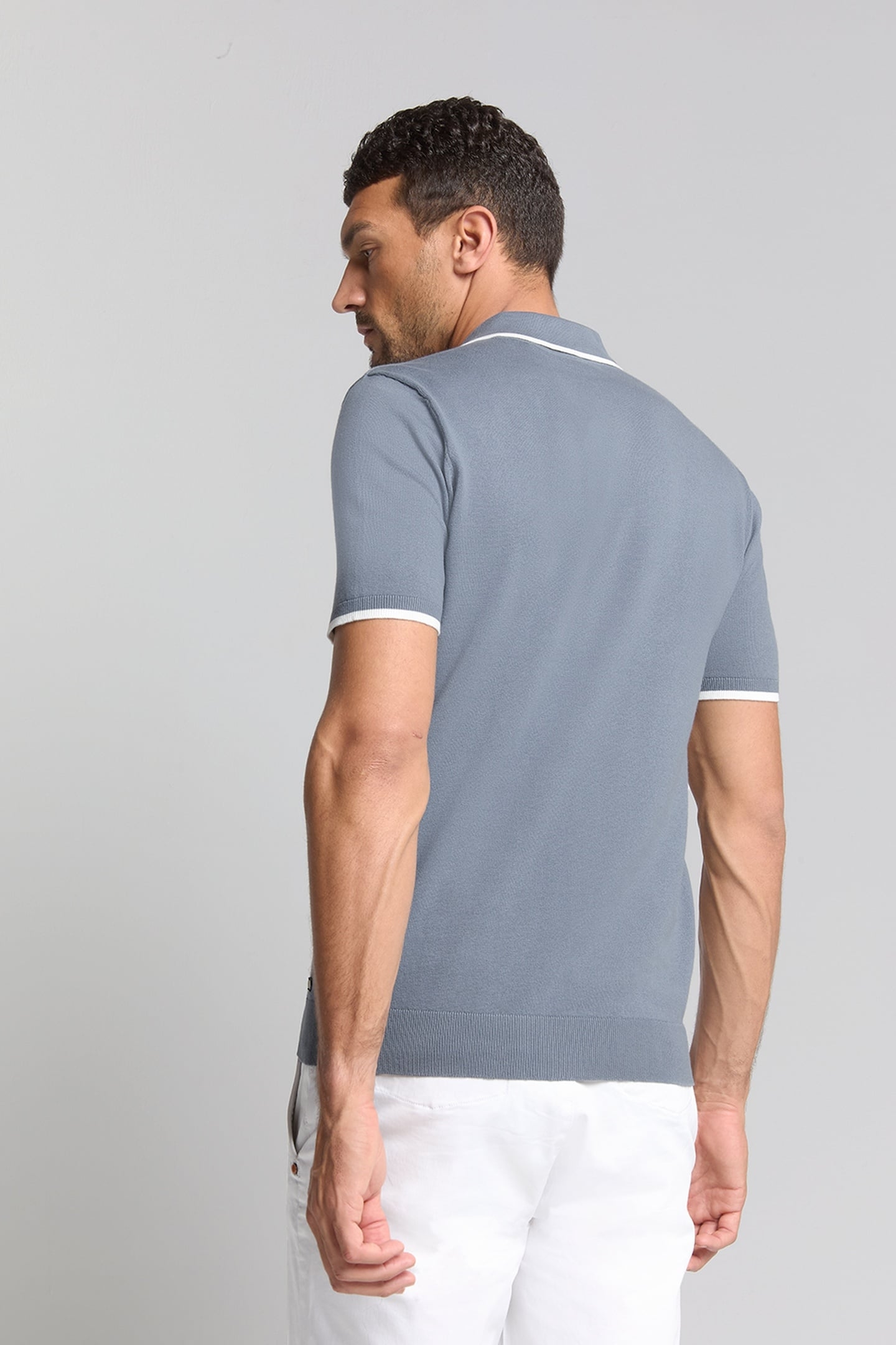 PULLOVER SHORT SLEEVE POLO BUTTON SOLID WASHED BLUE 2