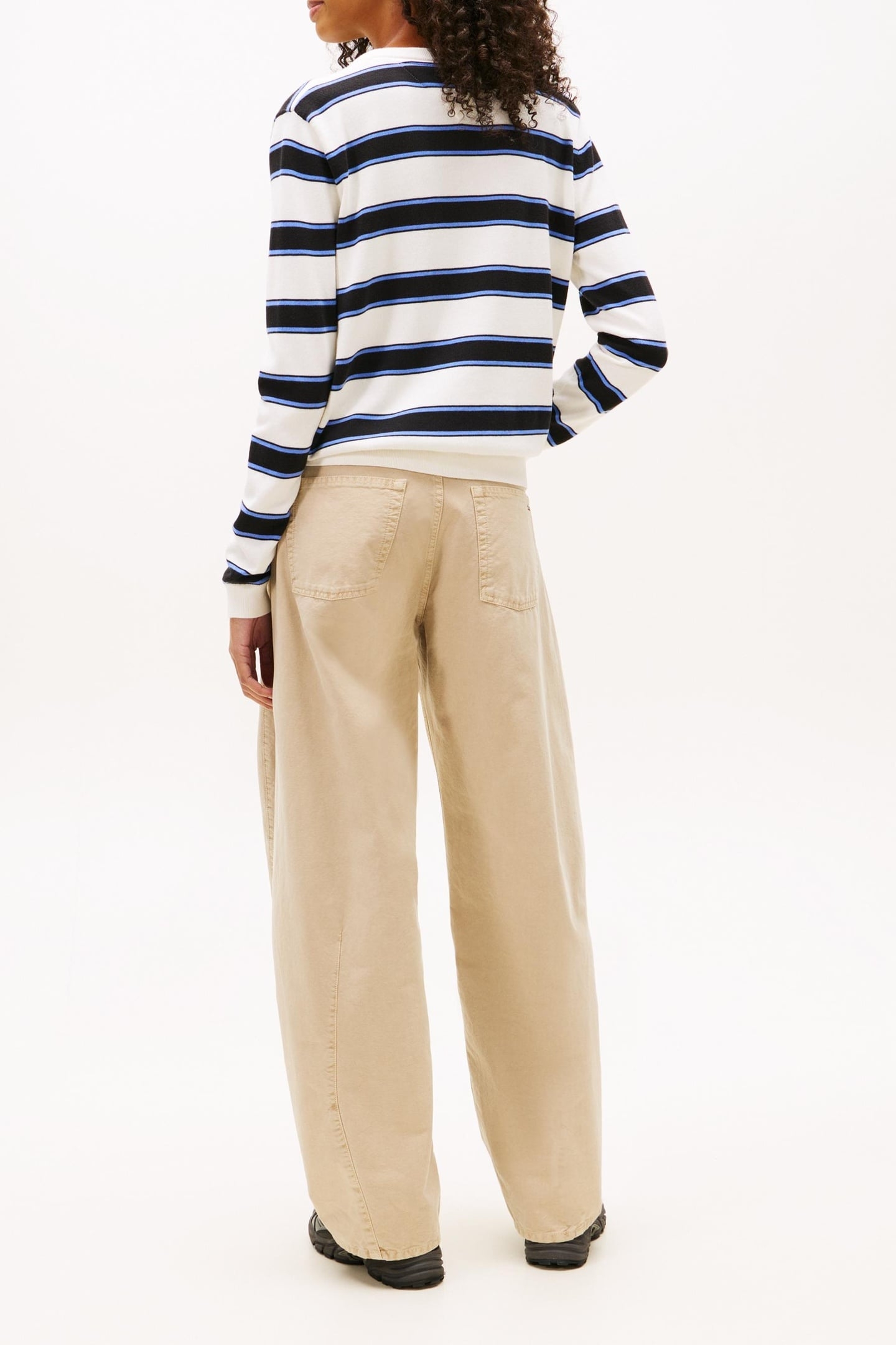 ESSENTIAL V-NECK SWEATER BLACK/MULTI STRIPE 5