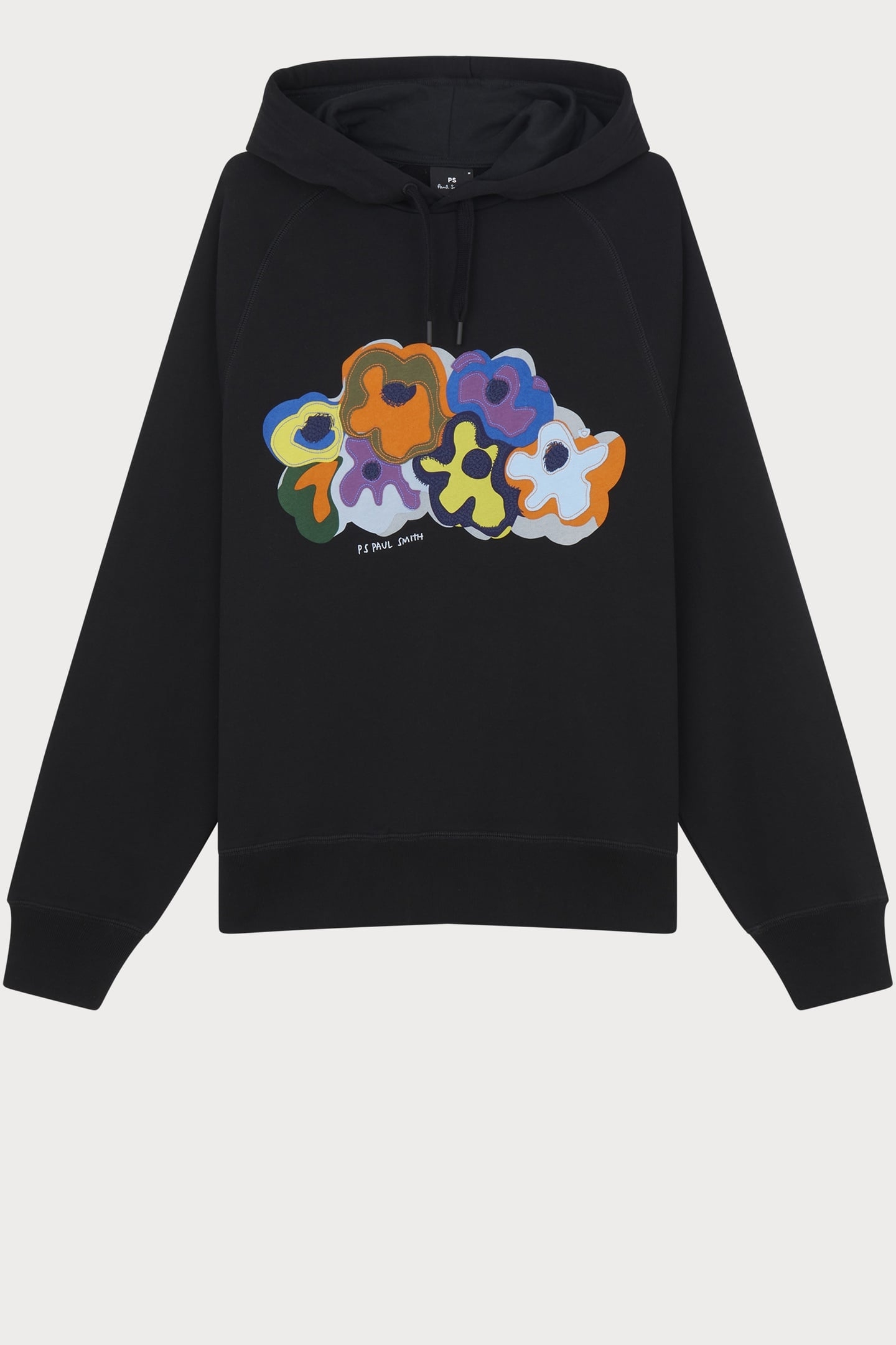 REG FIT LS HOODIE FLORAL MOTIF BLACK 5