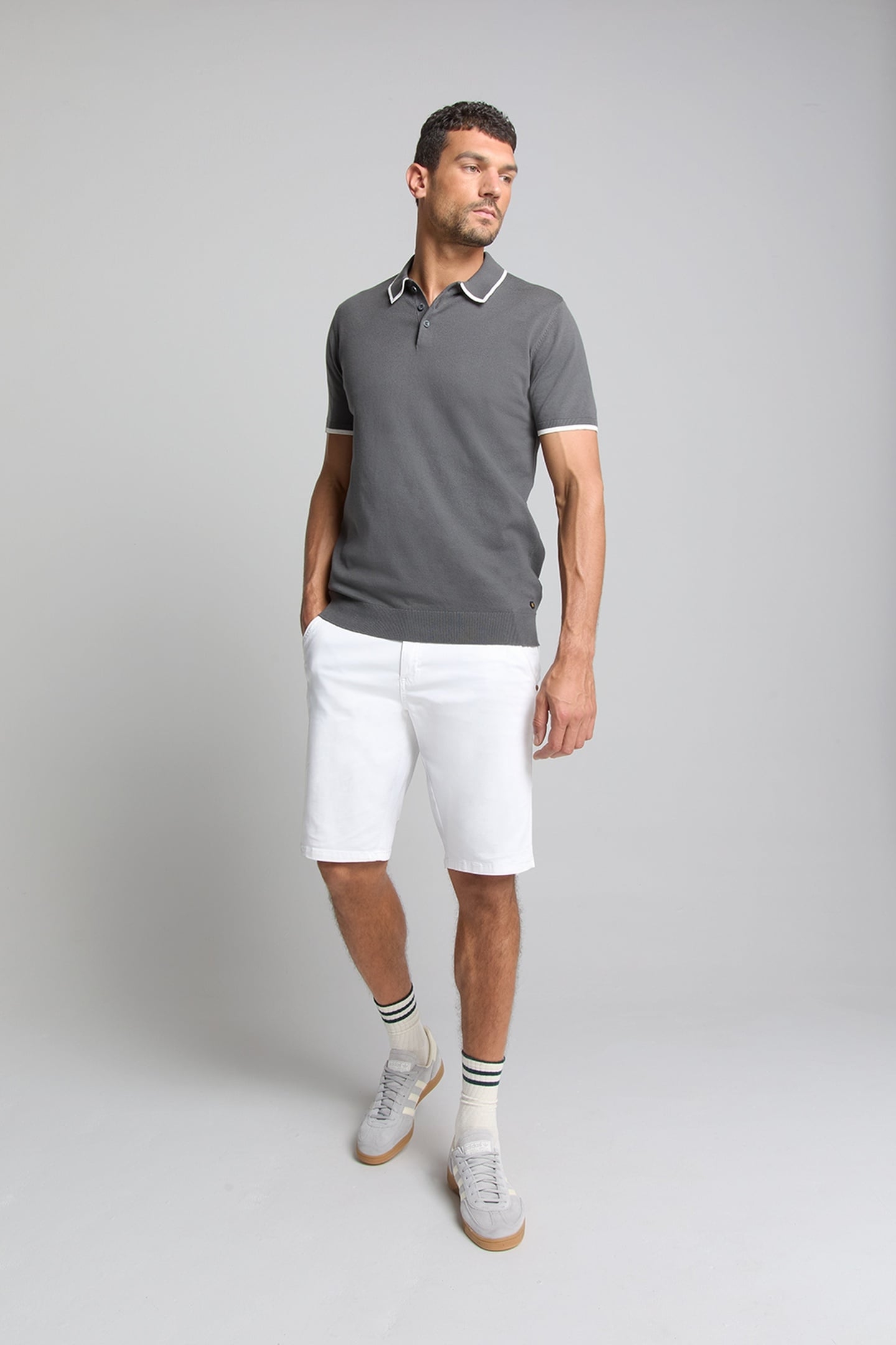 PULLOVER SHORT SLEEVE POLO BUTTON SOLID DARK STEEL 3