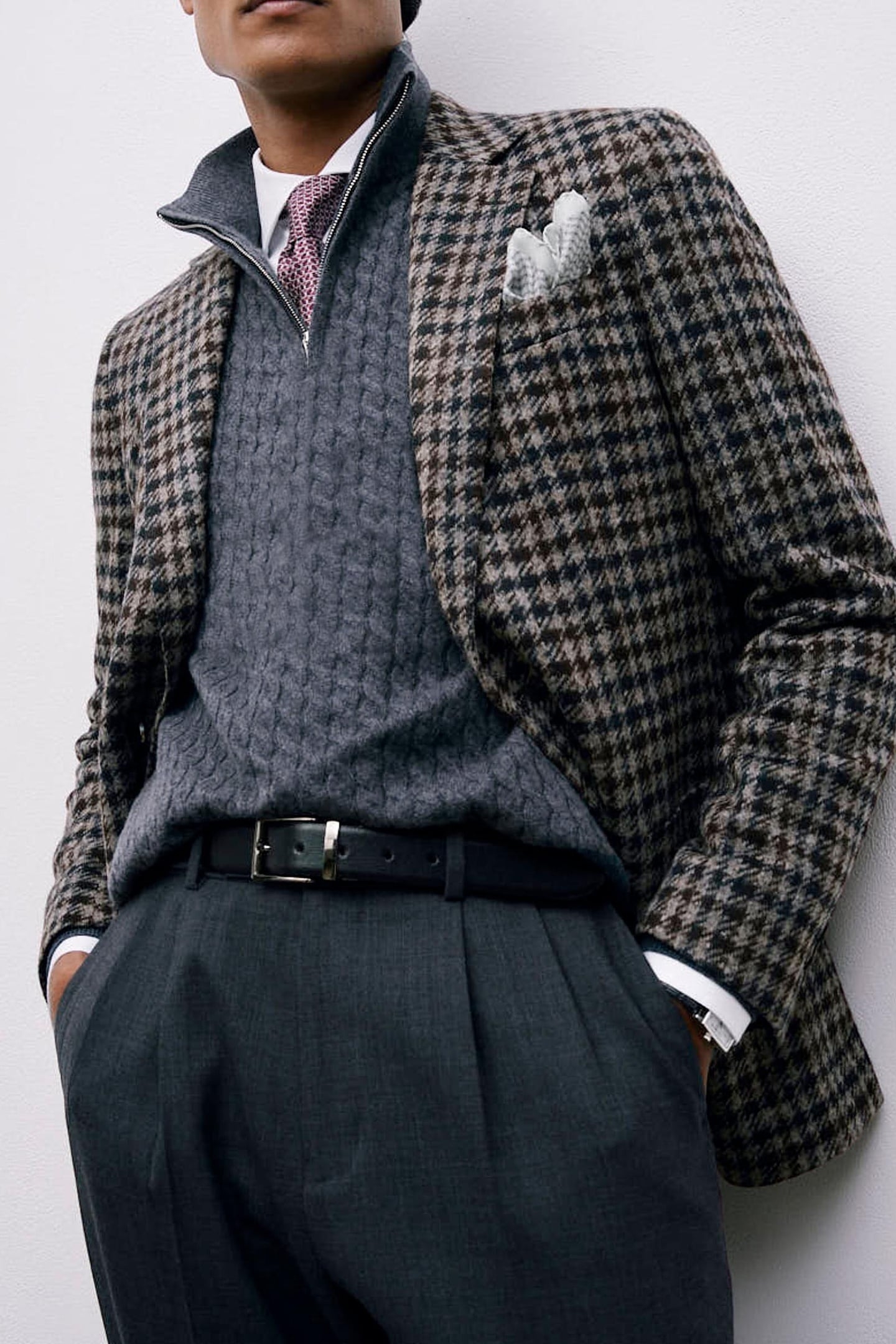 LS HALF ZIP CABLE CASHMERE JUMPER DENIM BLUE 6