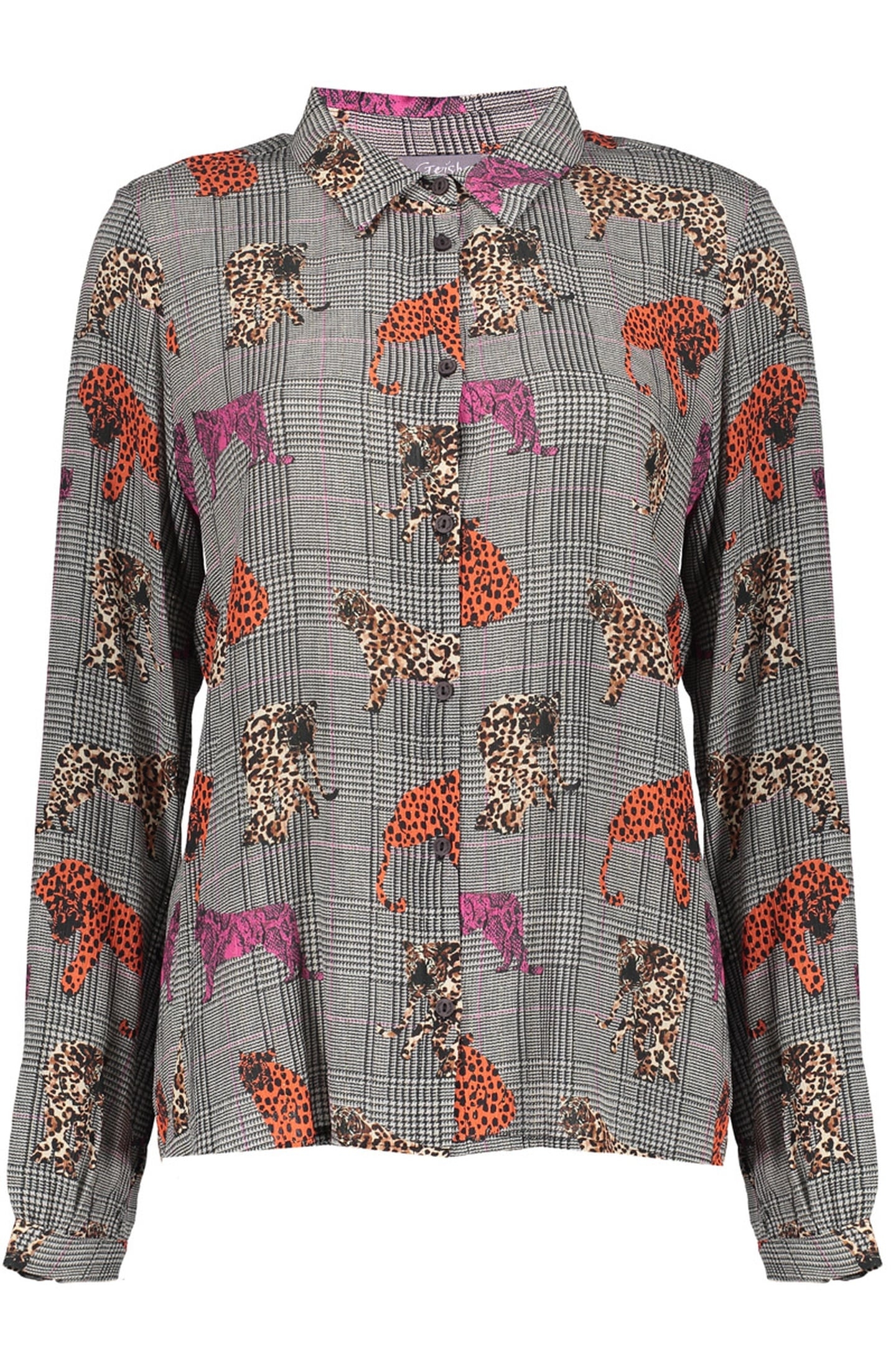 BLOUSE PRINT ANIMAL LUREX PINK/ORANGE 1