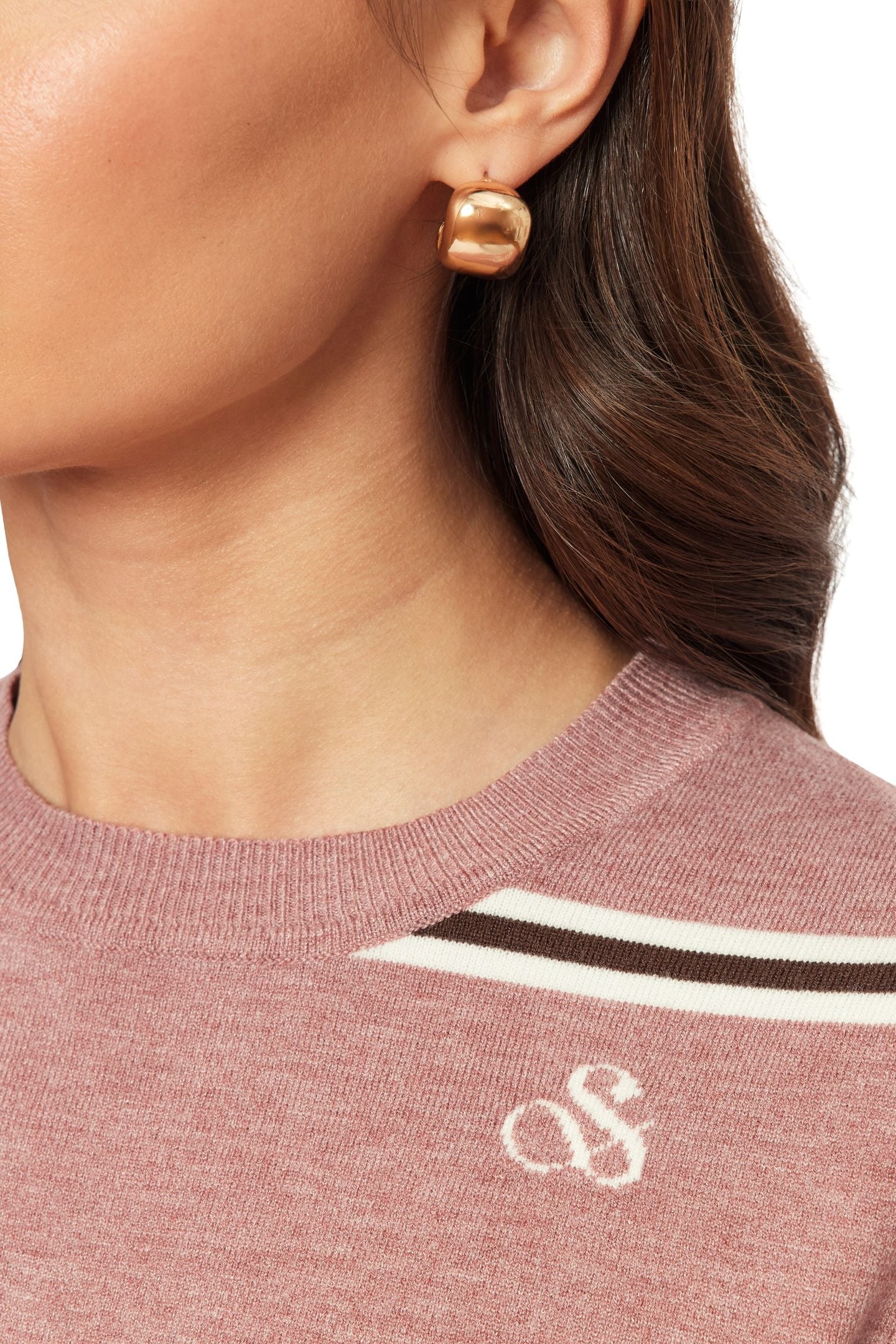 CROP PULLOVER ROSE BROWN STRIPE 6