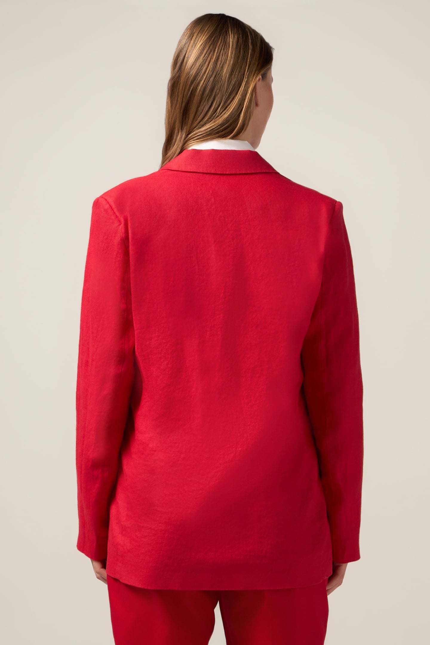 SINGLE-BREASTED LINEN BLAZER RED 2