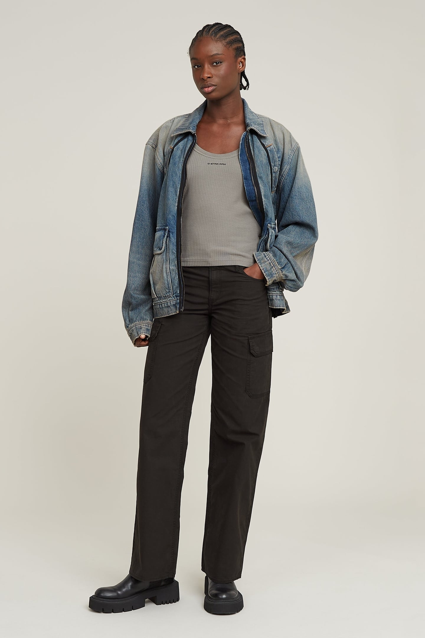 JUDEE CARGO PANTS DK BLACK GD 1