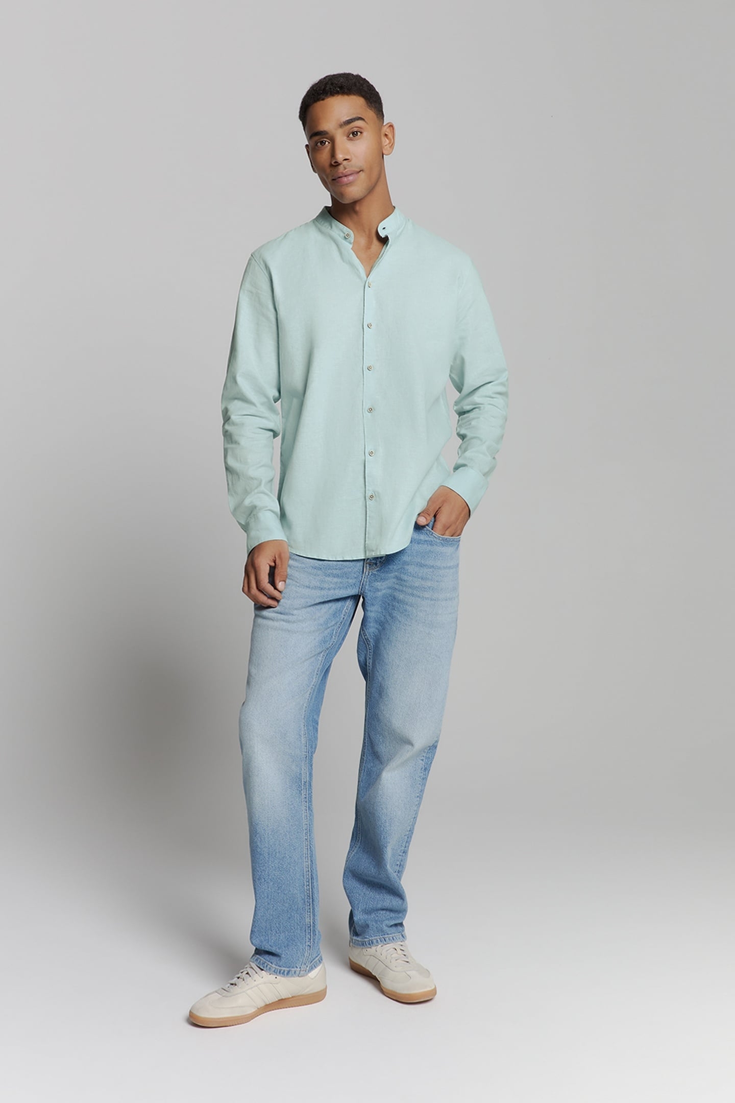 SHIRT GRANDDAD SOLID WITH LINEN ICE 3