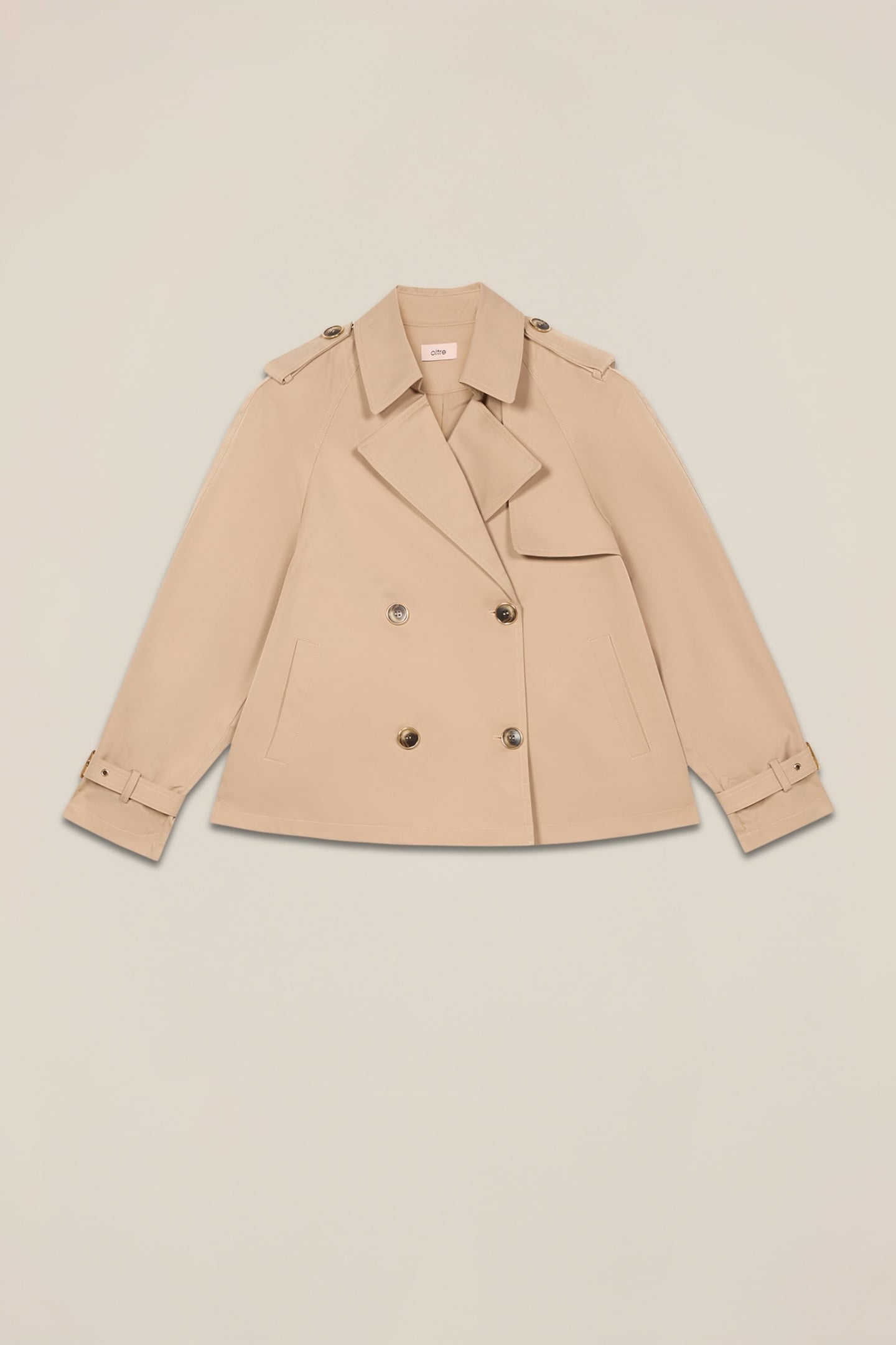 SHORT DOUBLE-BREASTED TRENCH COAT BEIGE 3
